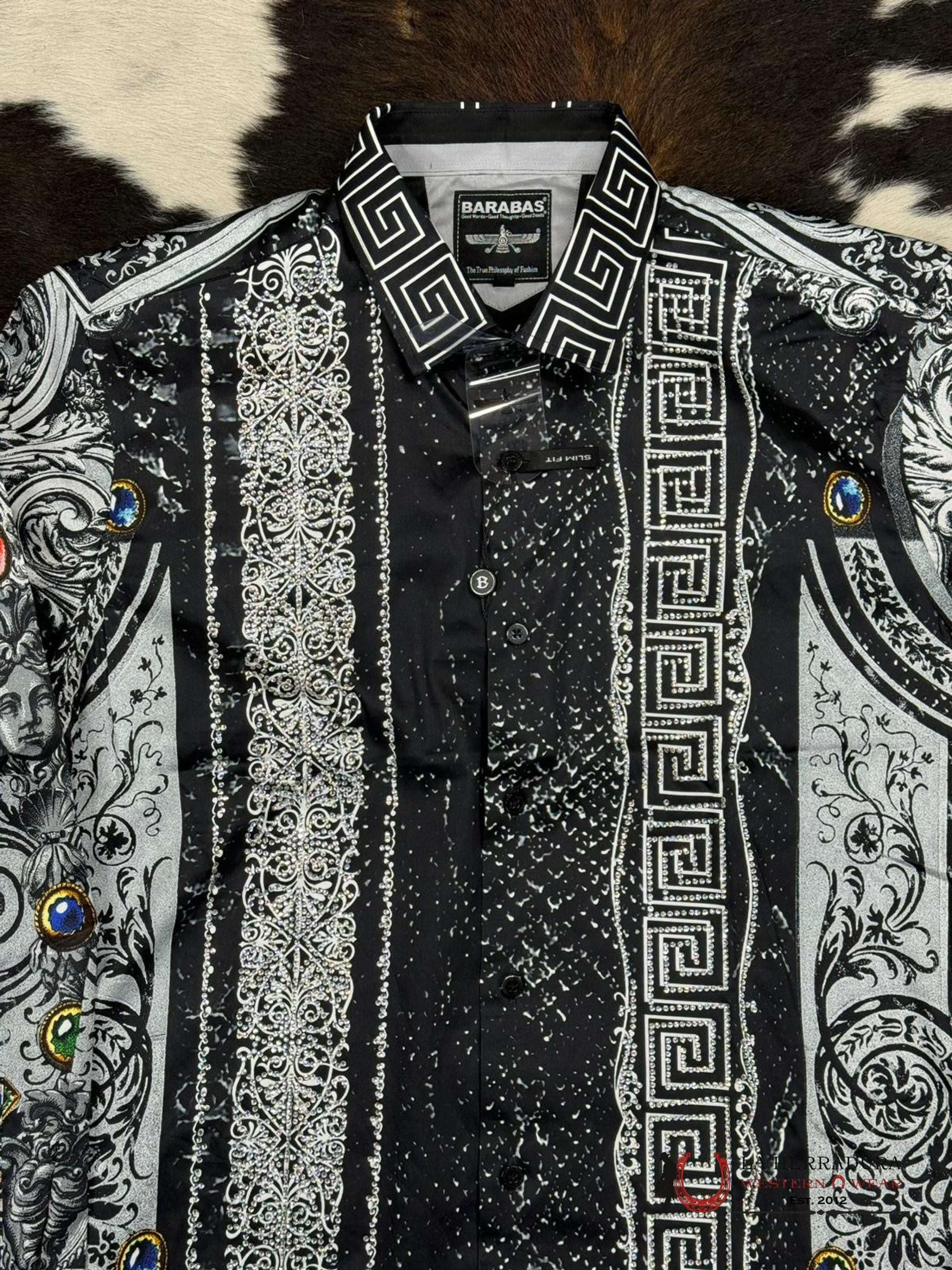 Barabas Pedrería White Joya Long Sleeve Shirt Ropa Hombres