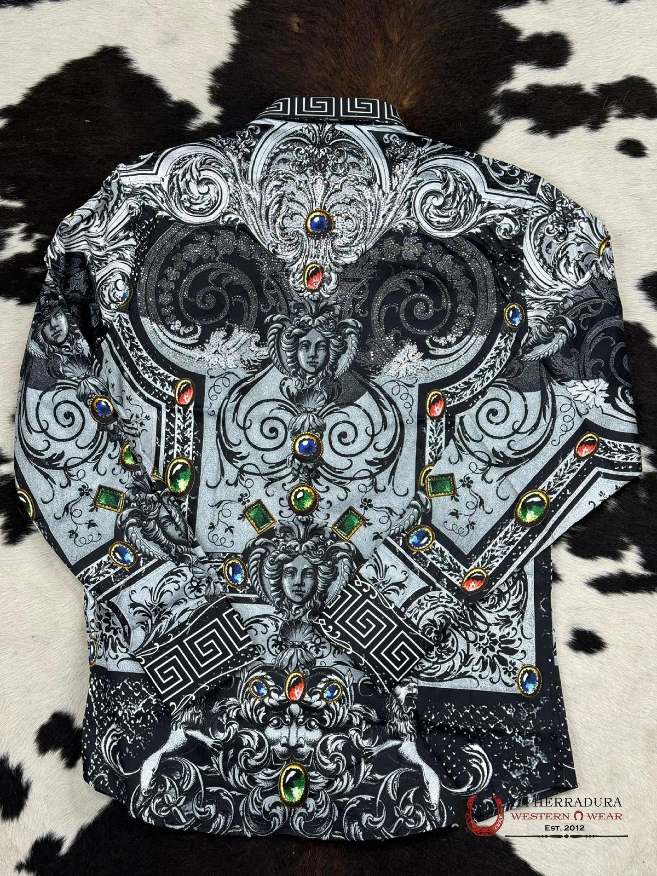 Barabas Pedrería White Joya Long Sleeve Shirt Ropa Hombres