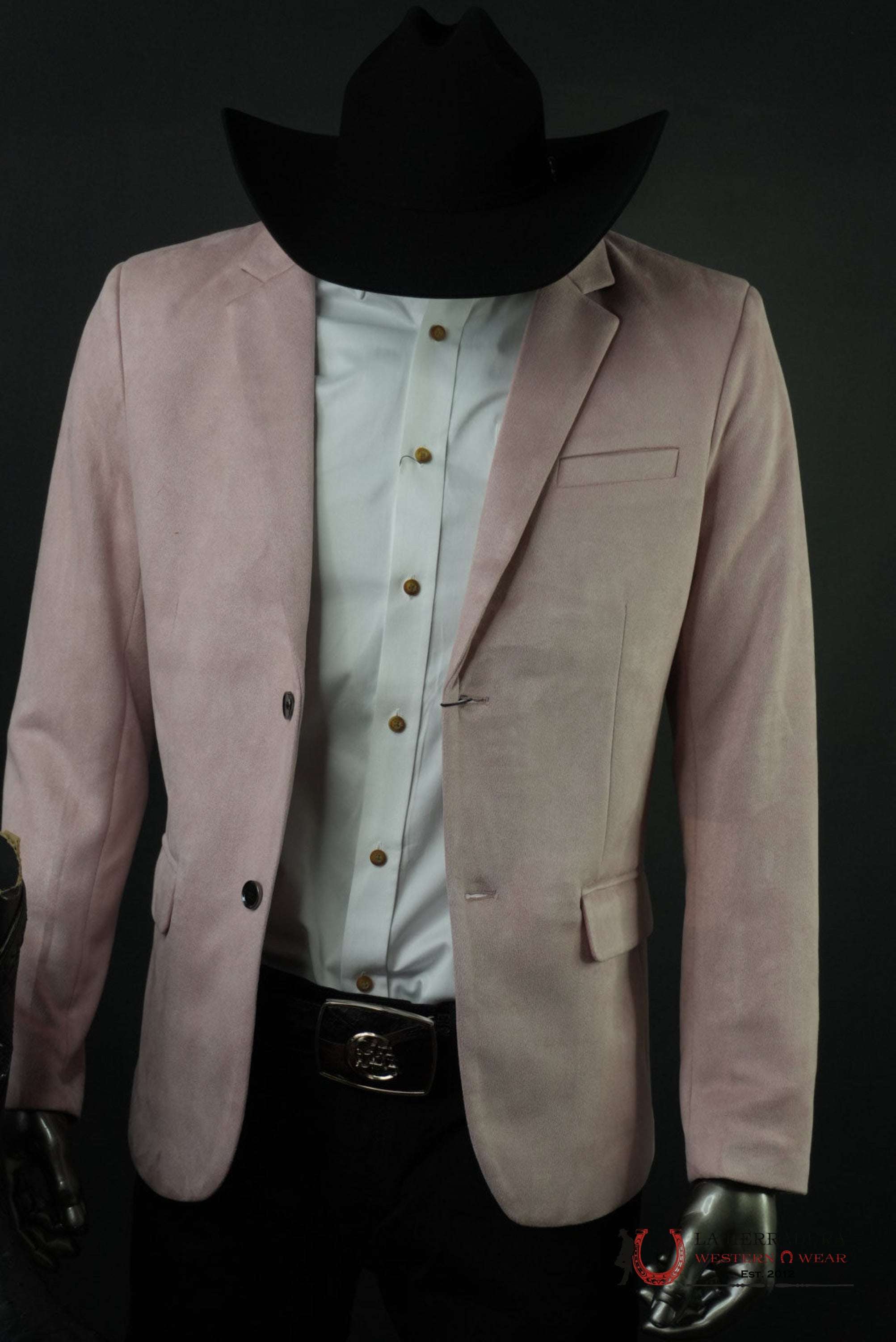 MENS FAUX SAUDE/GAMUZA BLAZER PINK - BLZ10681 ROPA HOMBRES