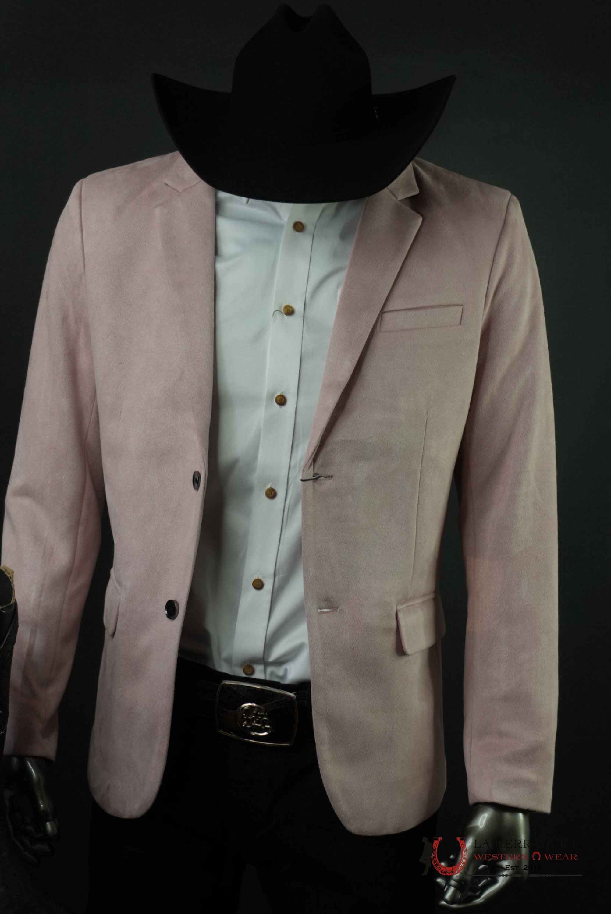 MENS FAUX SAUDE/GAMUZA BLAZER PINK - BLZ10681 ROPA HOMBRES