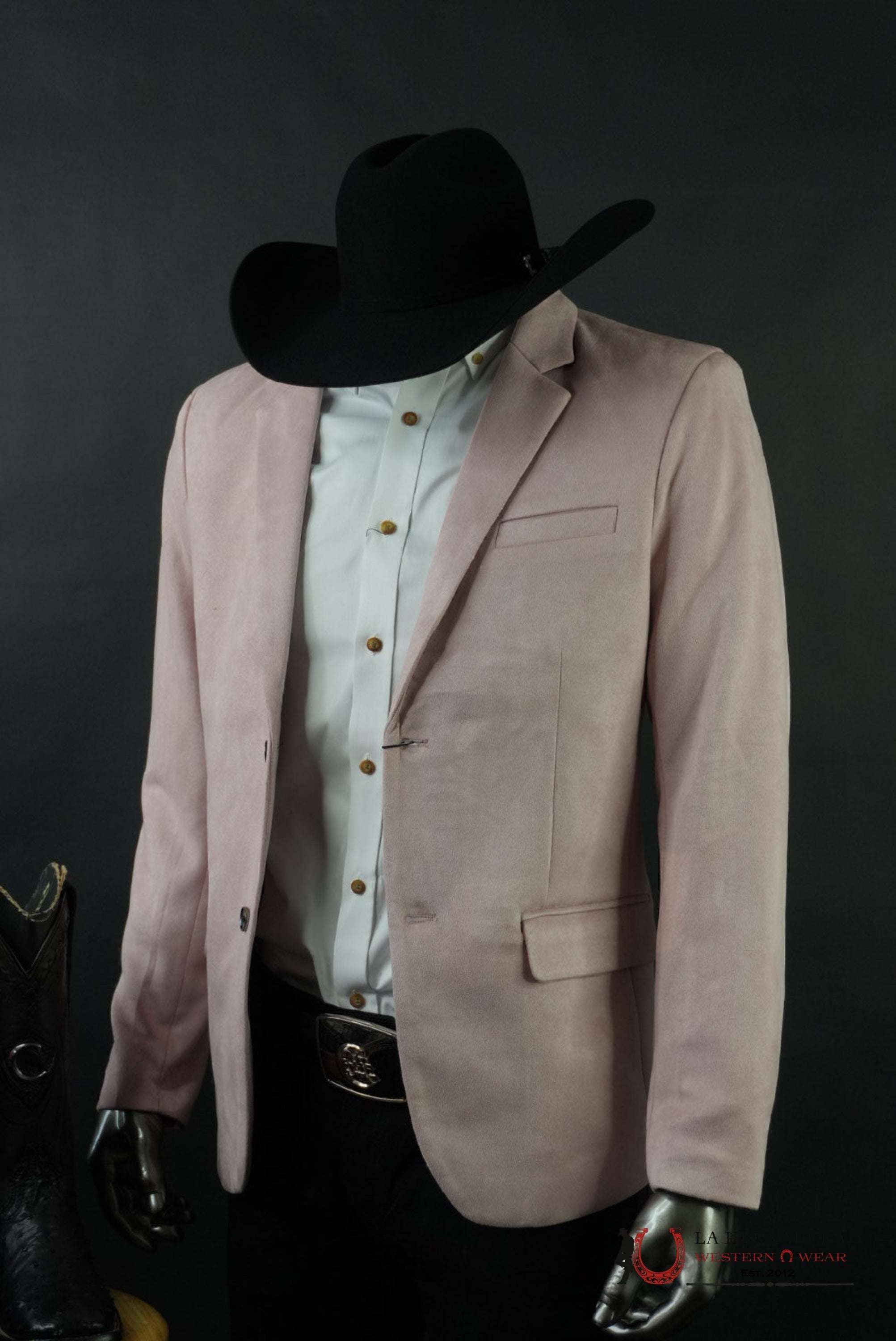 MENS FAUX SAUDE/GAMUZA BLAZER PINK - BLZ10681 ROPA HOMBRES