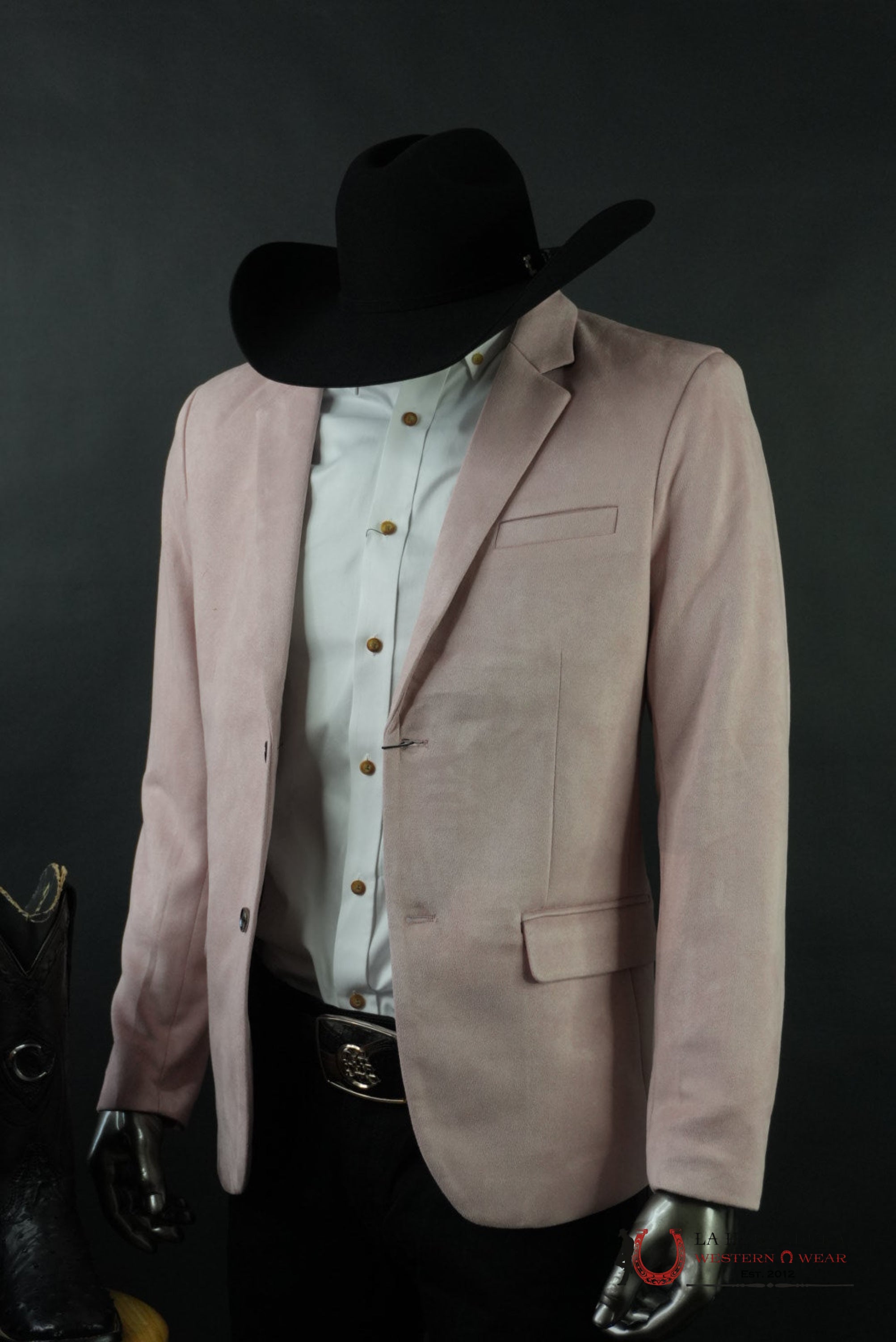 MENS FAUX SAUDE/GAMUZA BLAZER PINK - BLZ10681 ROPA HOMBRES