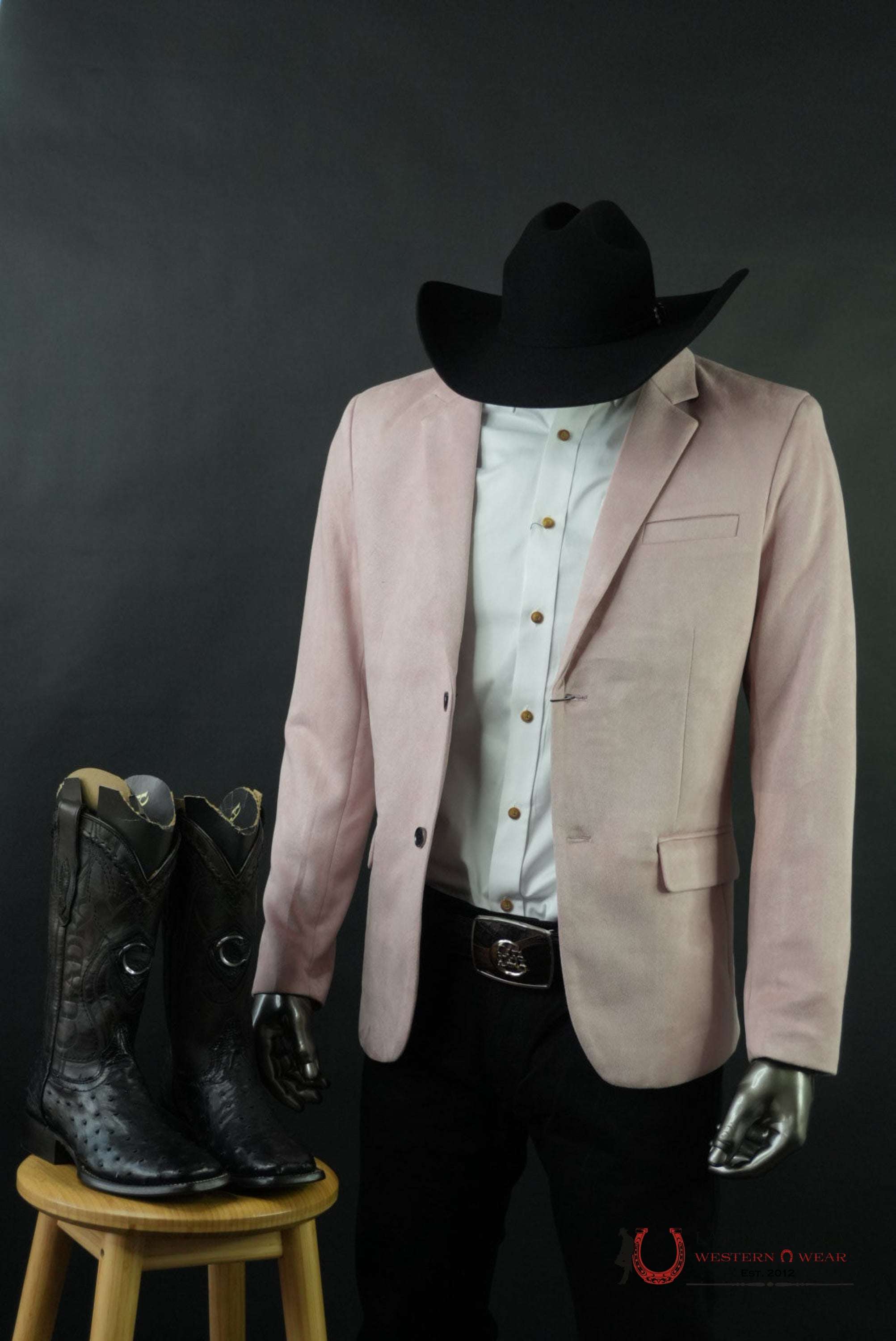MENS FAUX SAUDE/GAMUZA BLAZER PINK - BLZ10681 ROPA HOMBRES