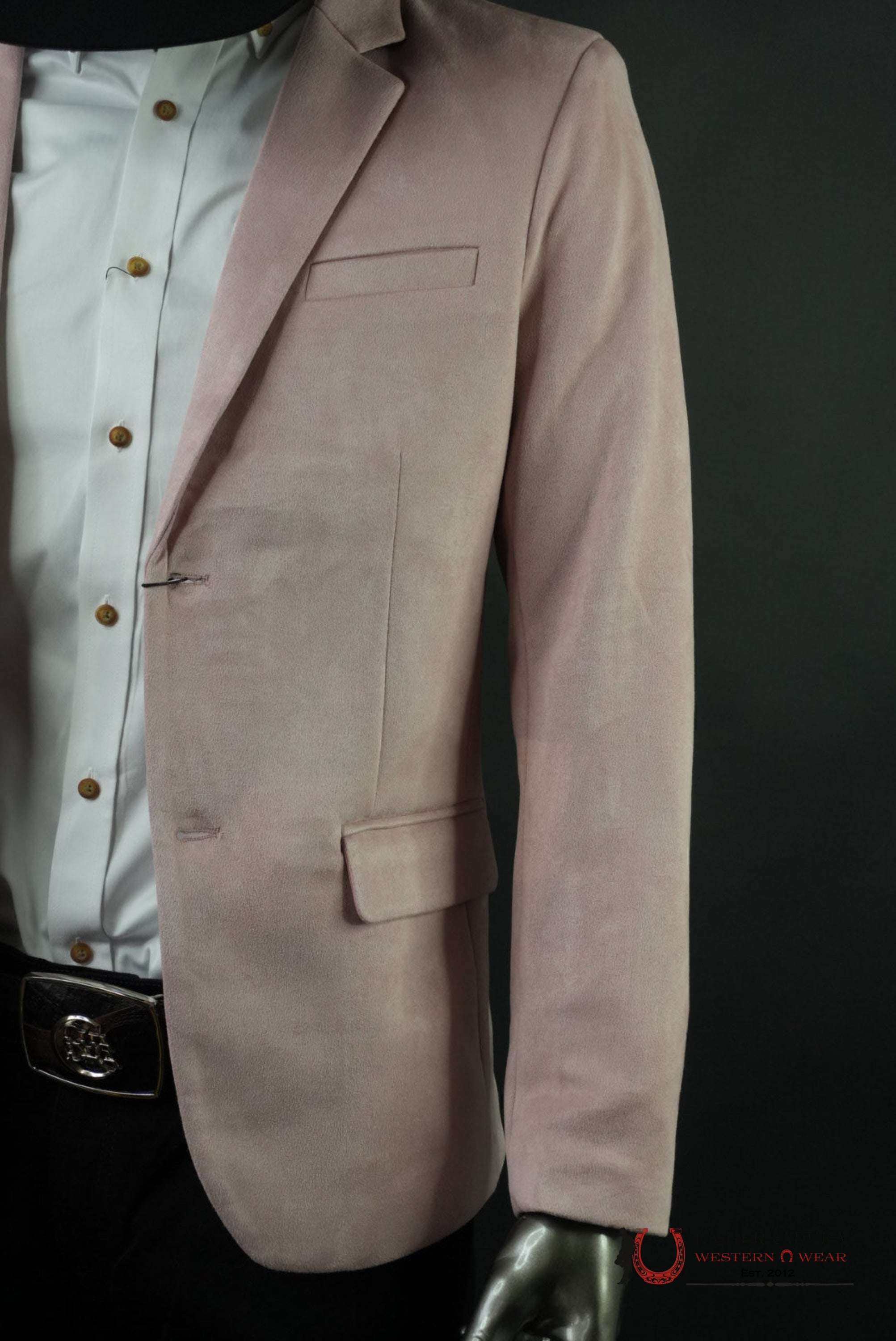 MENS FAUX SAUDE/GAMUZA BLAZER PINK - BLZ10681 ROPA HOMBRES