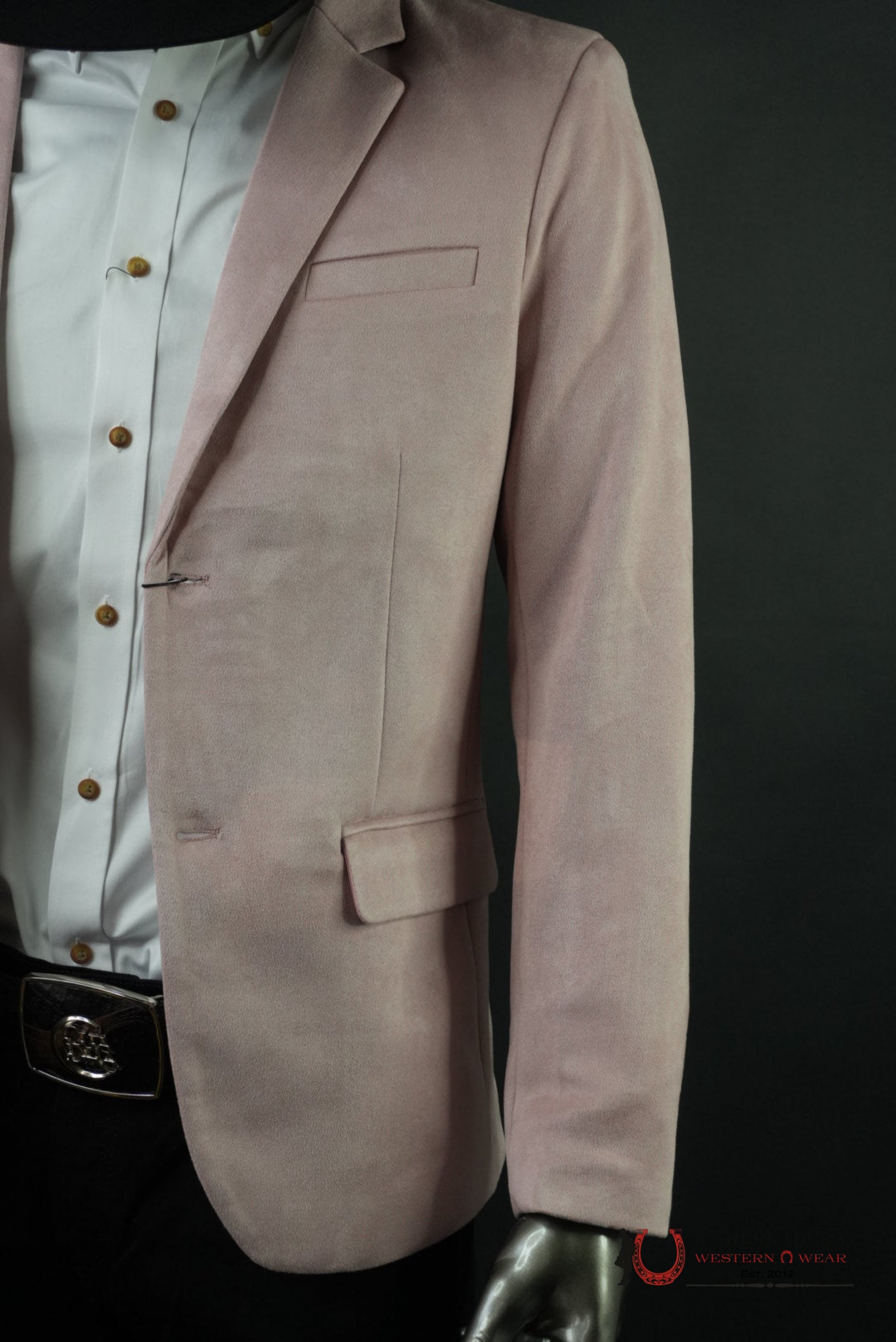 MENS FAUX SAUDE/GAMUZA BLAZER PINK - BLZ10681 ROPA HOMBRES