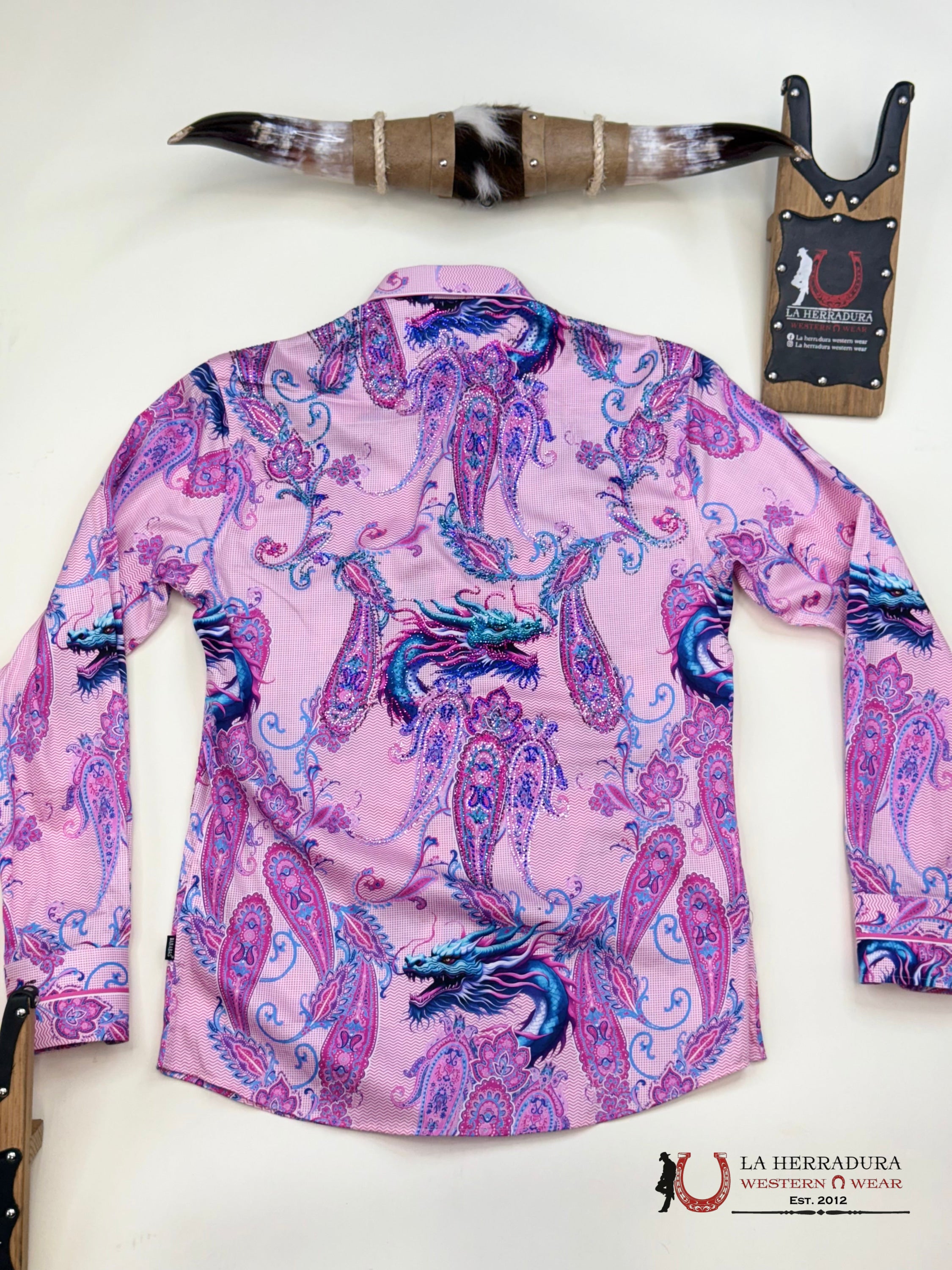 MENS PREDRERIA ACID PINK DRAGON PR02 LONG SLEEVE SHIRT-4SPR05 ROPA HOMBRES