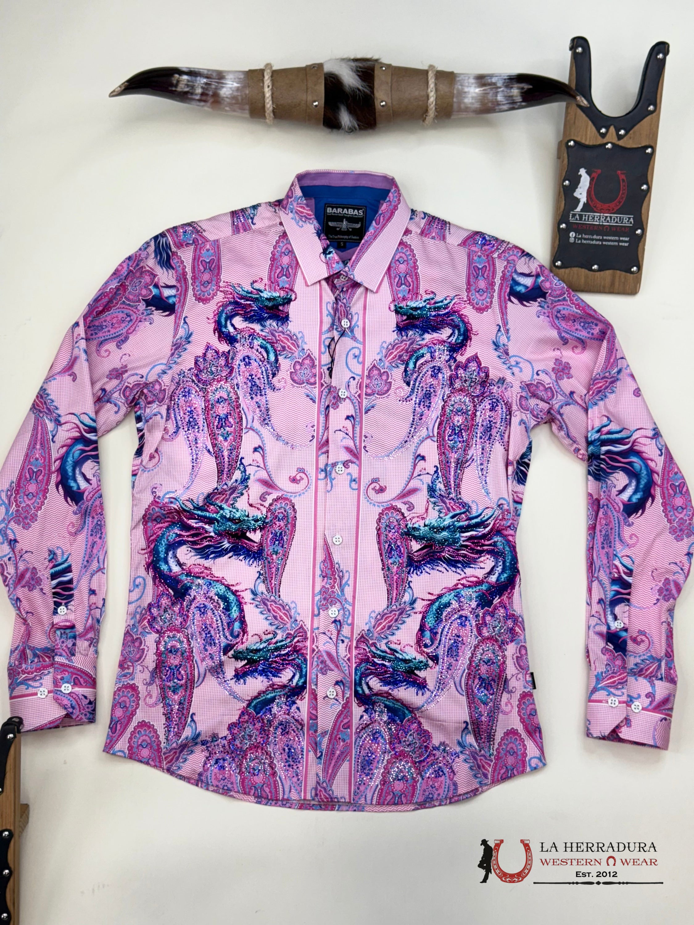MENS PREDRERIA ACID PINK DRAGON PR02 LONG SLEEVE SHIRT-4SPR05 ROPA HOMBRES