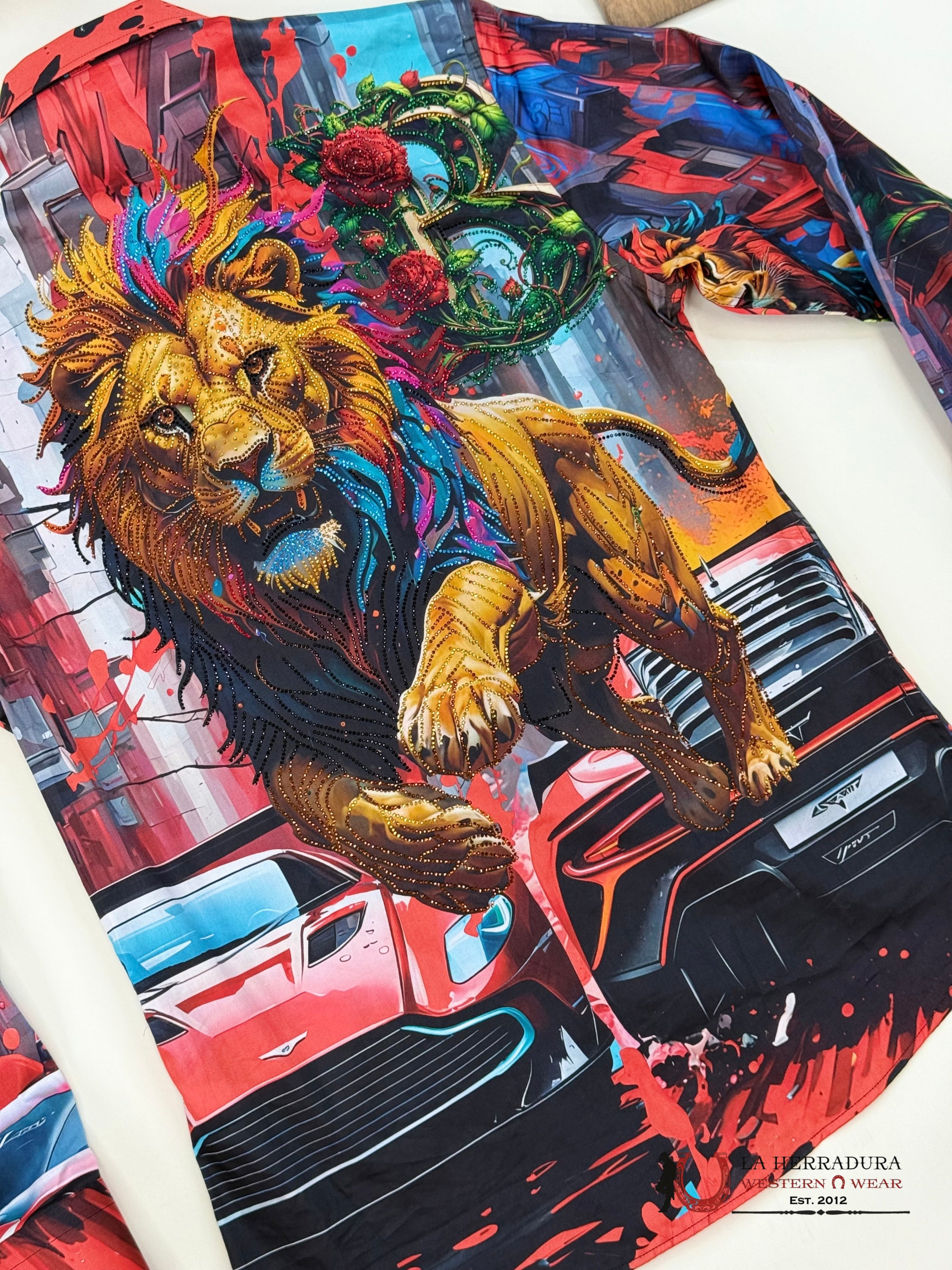 MENS PREDRERIA LION PR05 RED LONG SLEEVE SHIRT-4SPR05 ROPA HOMBRES