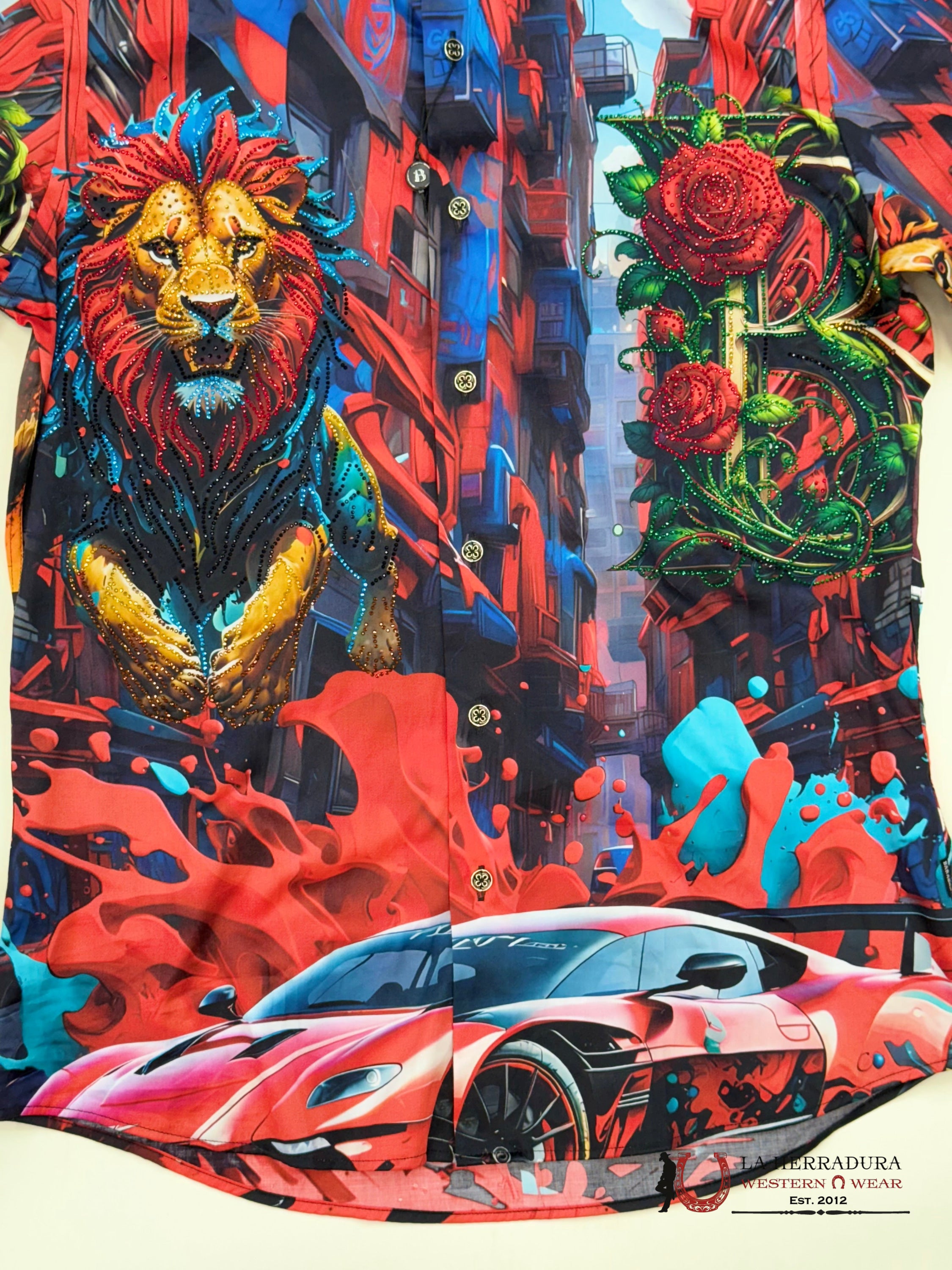 MENS PREDRERIA LION PR05 RED LONG SLEEVE SHIRT-4SPR05 ROPA HOMBRES