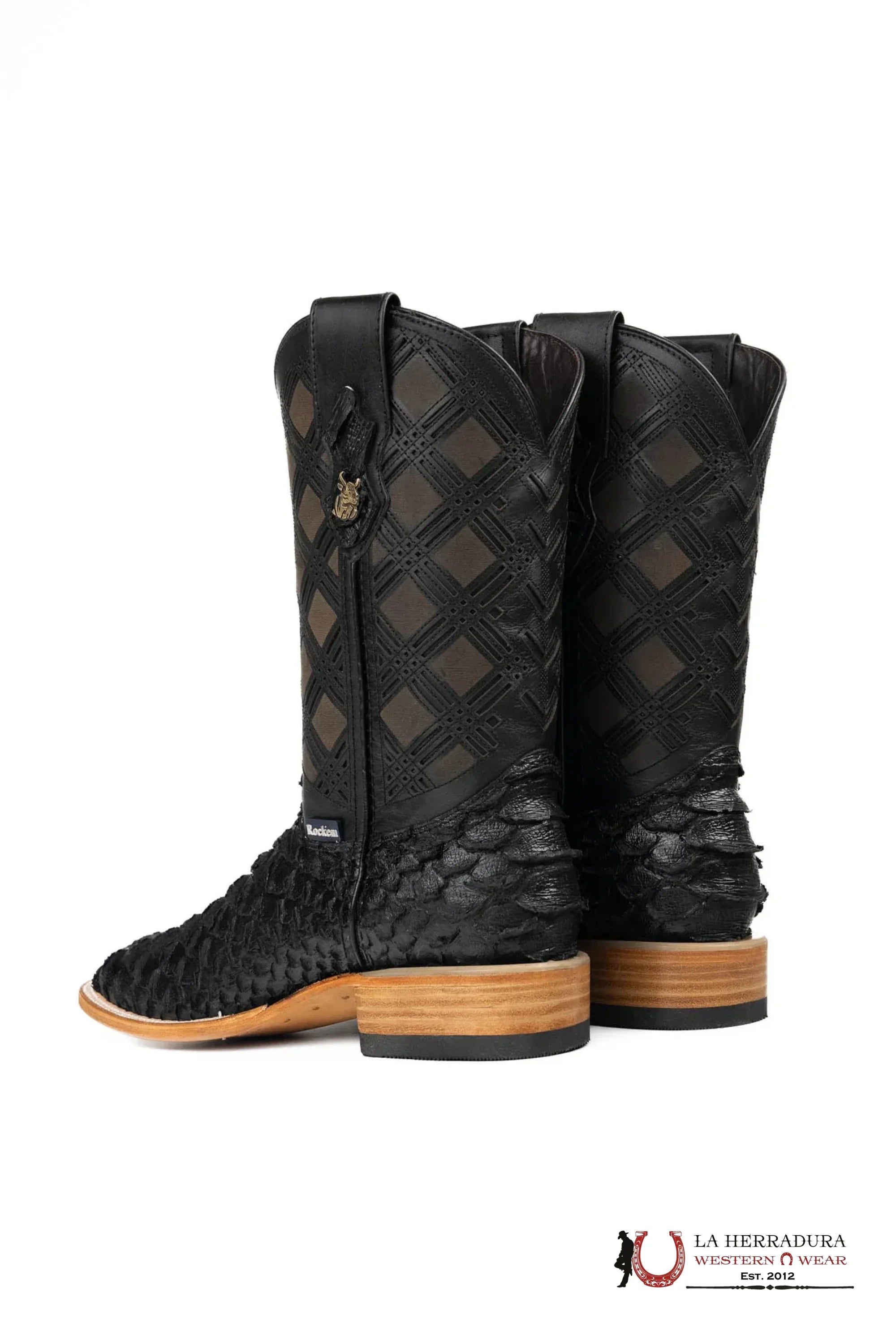 MENS PYTHON MEGA CLON NEGRO MATE NEW TOP BOOT SQUARE TOE BOTAS HOMBRES