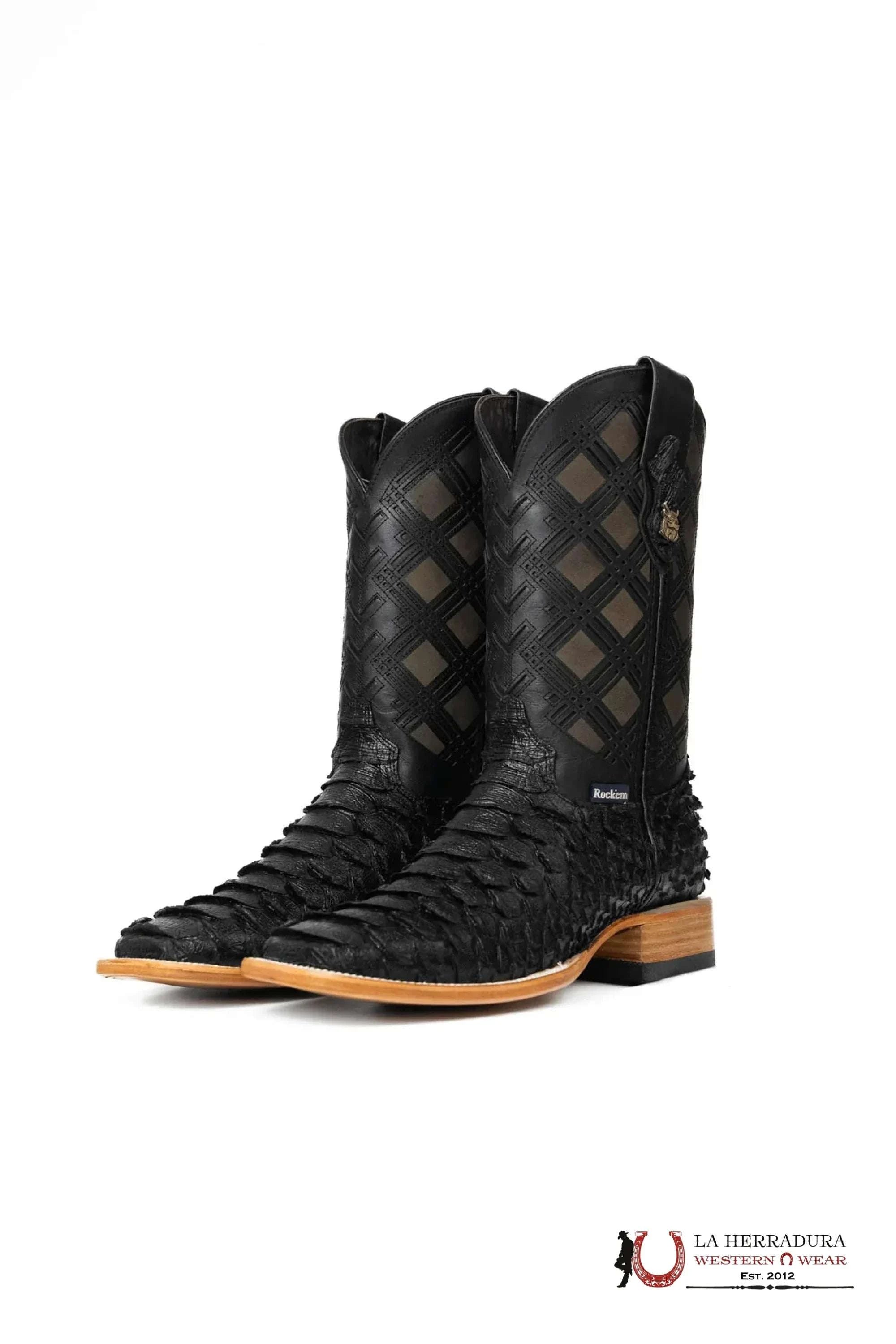 MENS PYTHON MEGA CLON NEGRO MATE NEW TOP BOOT SQUARE TOE BOTAS HOMBRES
