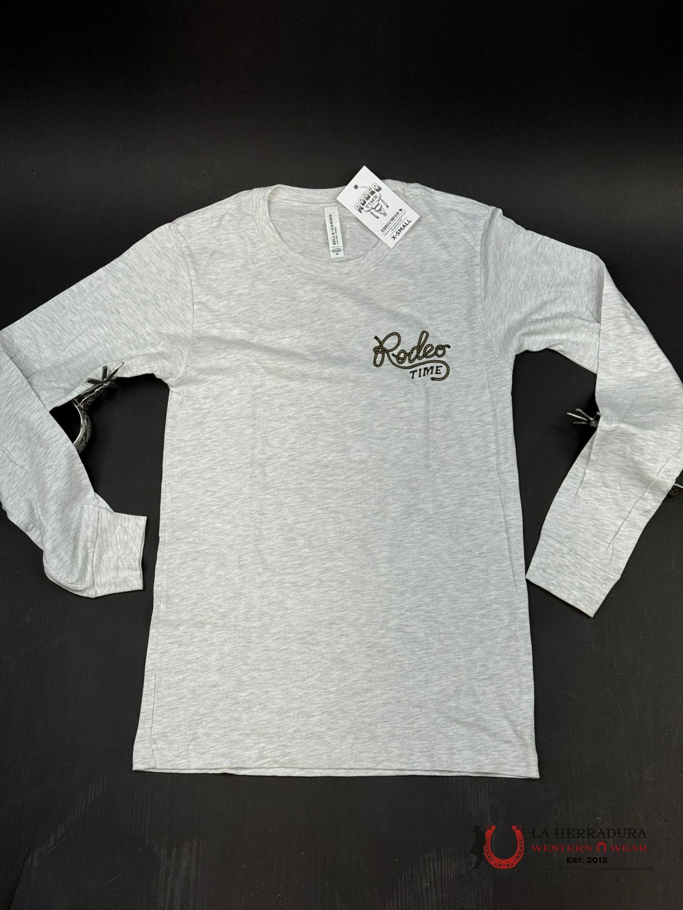 MENS RODEO TIME TSHIRT -BULL LOGO WHITE LONG SLEEVE ROPA HOMBRES