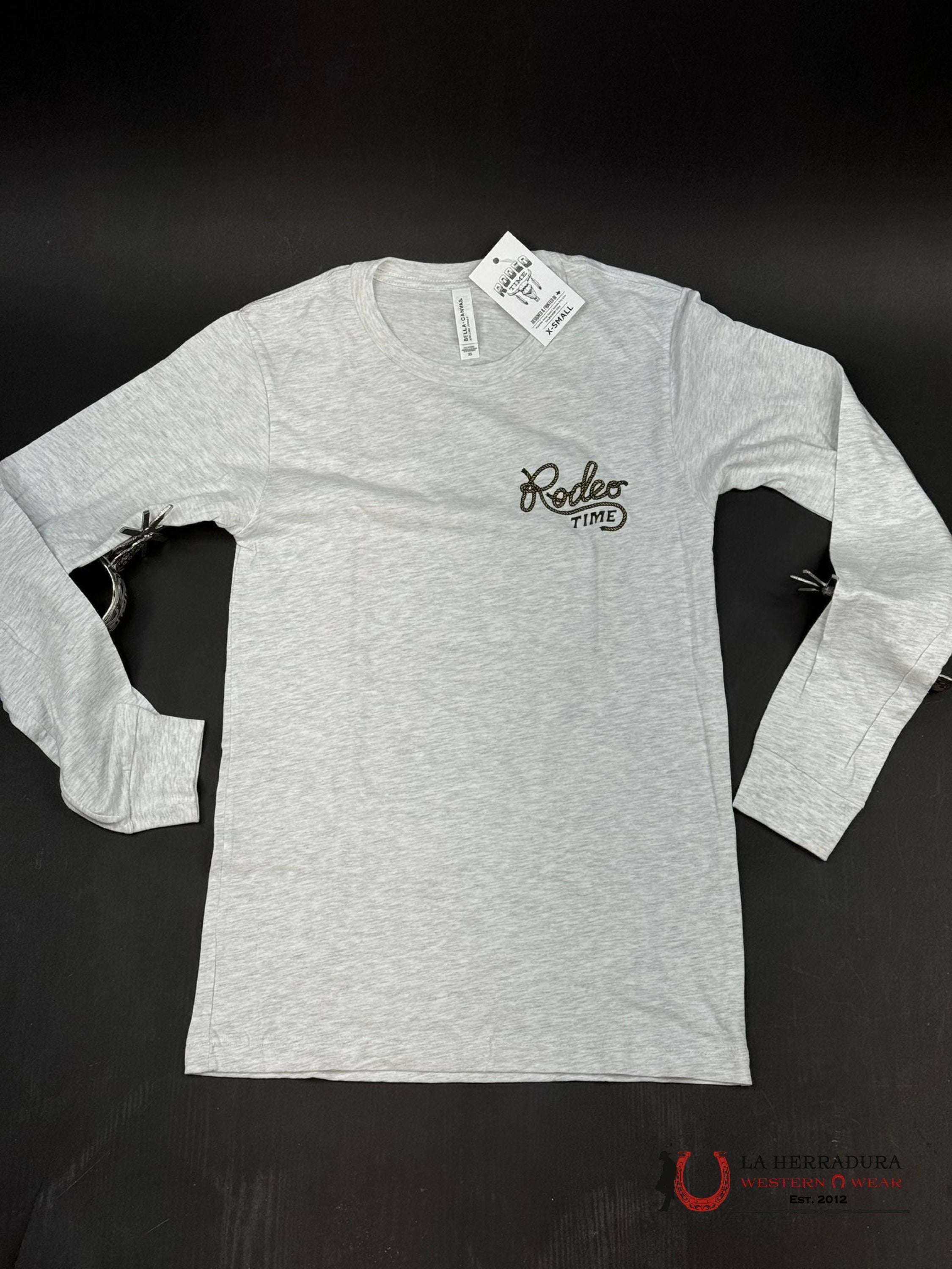 MENS RODEO TIME TSHIRT -BULL LOGO WHITE LONG SLEEVE ROPA HOMBRES