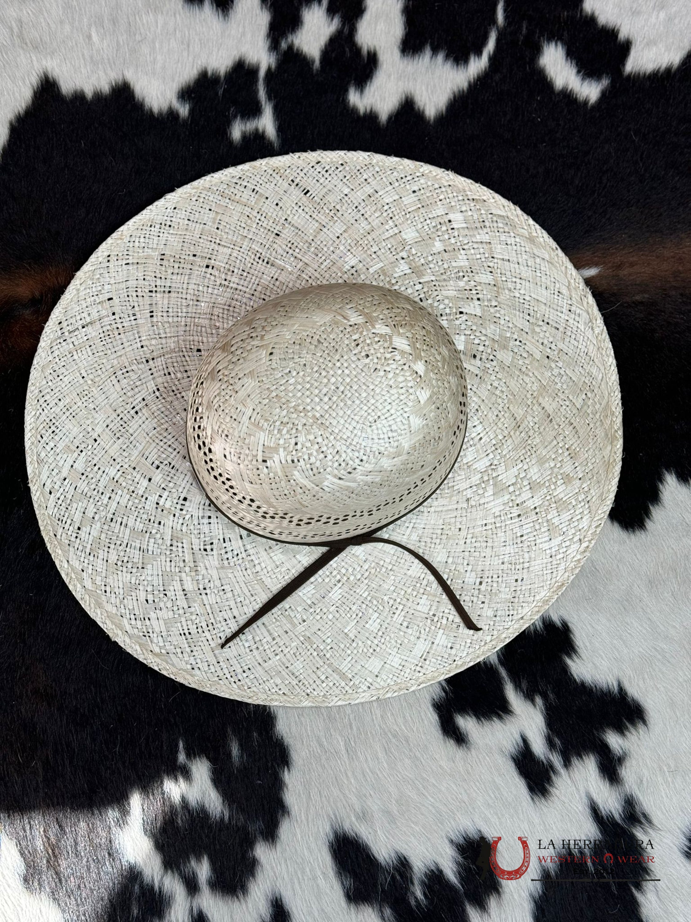Mens Straw Hat Two Tone Open Crown Style Tejana