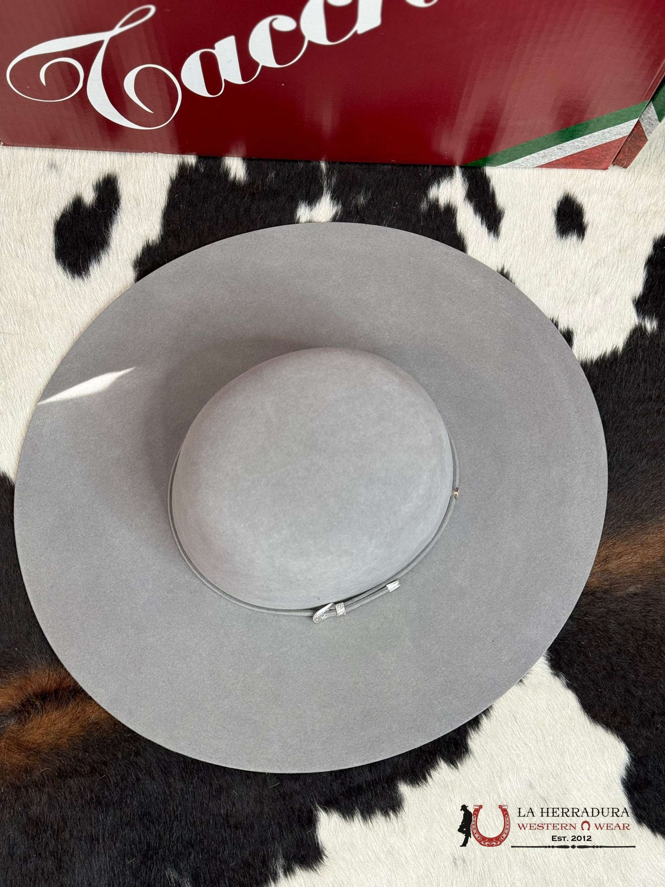 Mens Tacchino Open Crown Felt Hat Mist Grey 30X Tejana