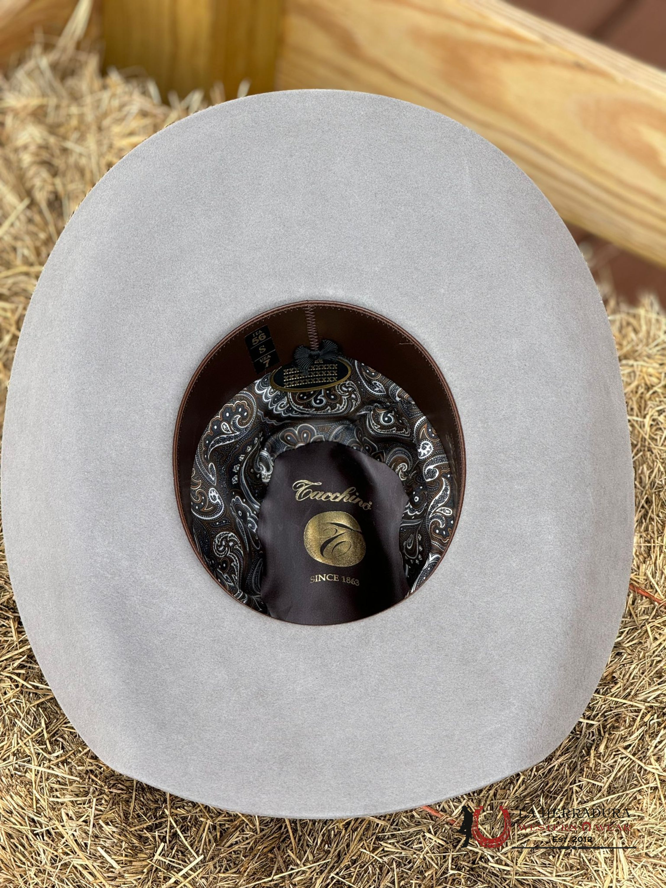 Mens Tacchino Open Crown Felt Hat Mist Grey 30X Tejana