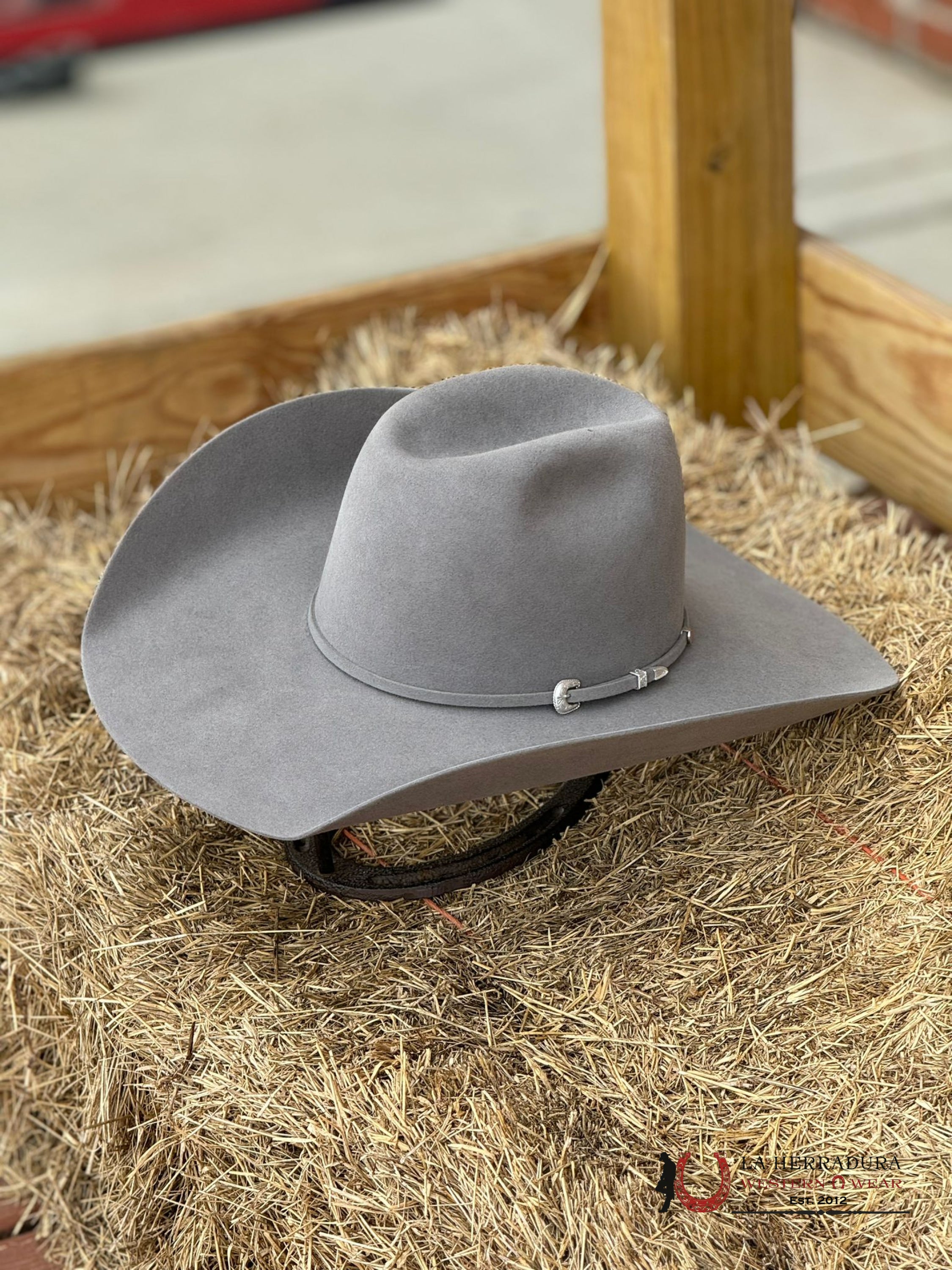 Mens Tacchino Open Crown Felt Hat Mist Grey 30X Tejana