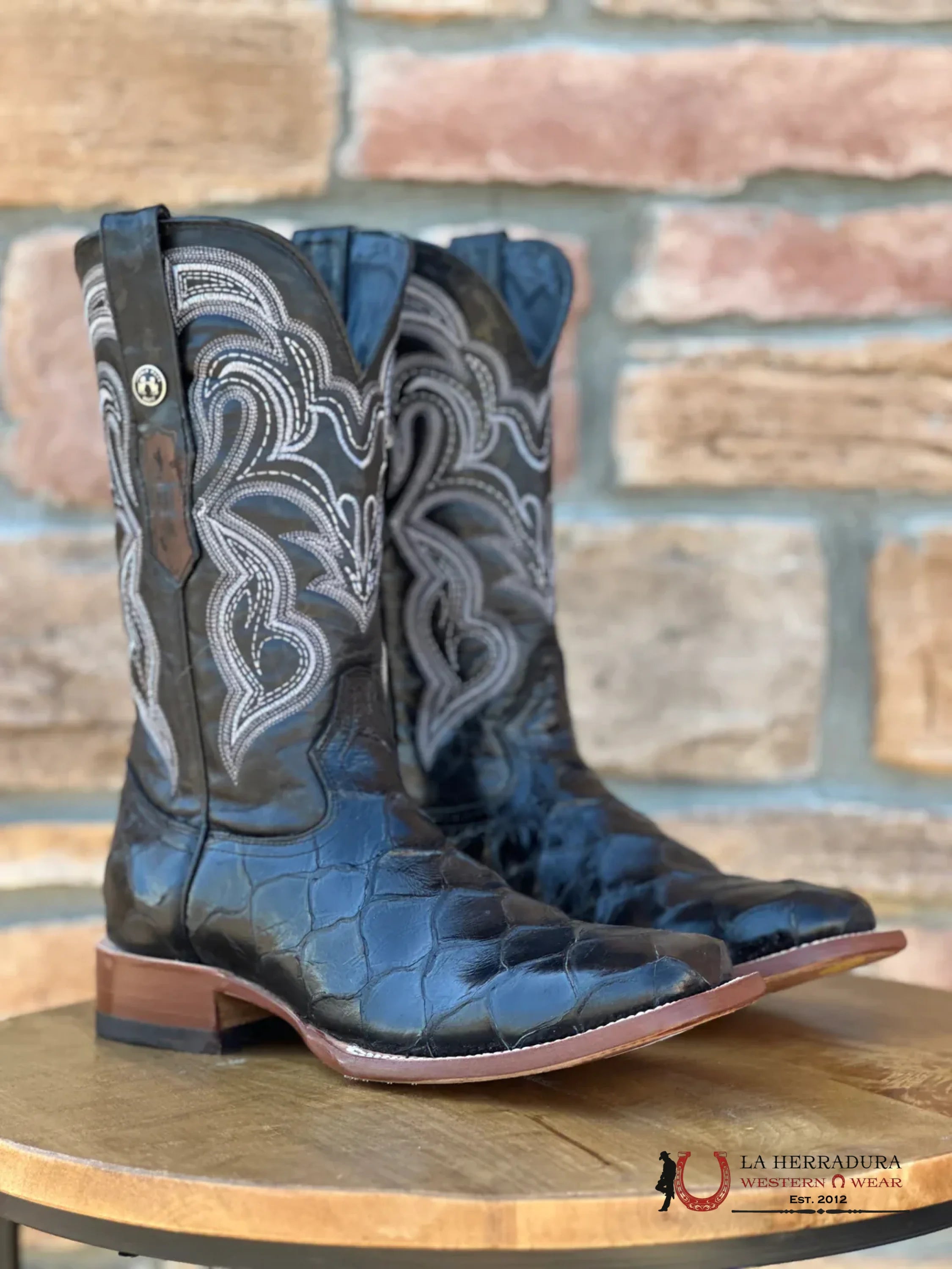 Men’s Tanner Mark Black Fish Print Boots- TM201717 BOTAS HOMBRES