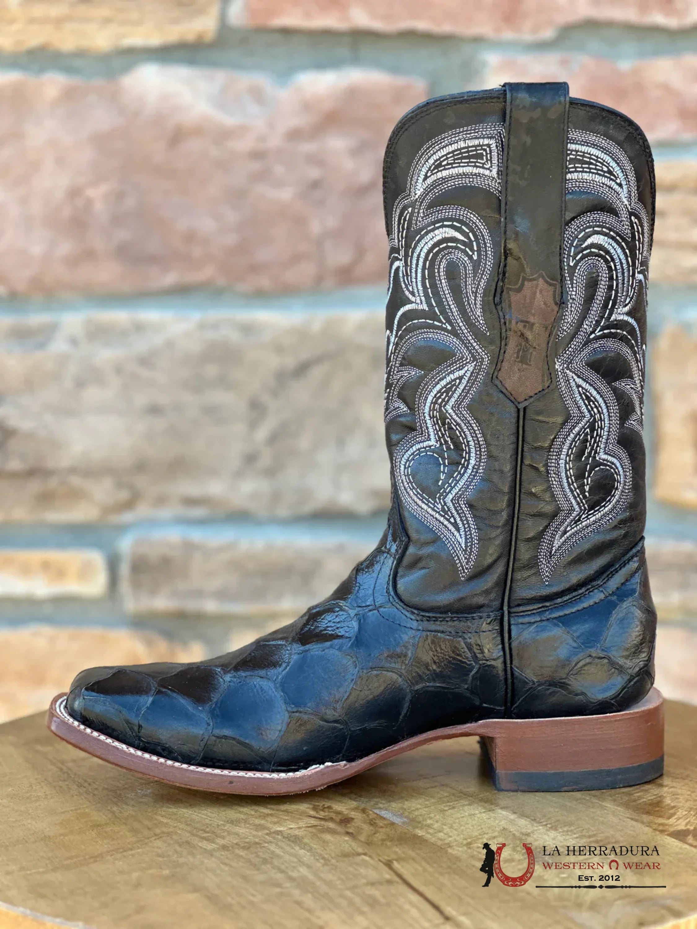 Men’s Tanner Mark Black Fish Print Boots- TM201717 BOTAS HOMBRES