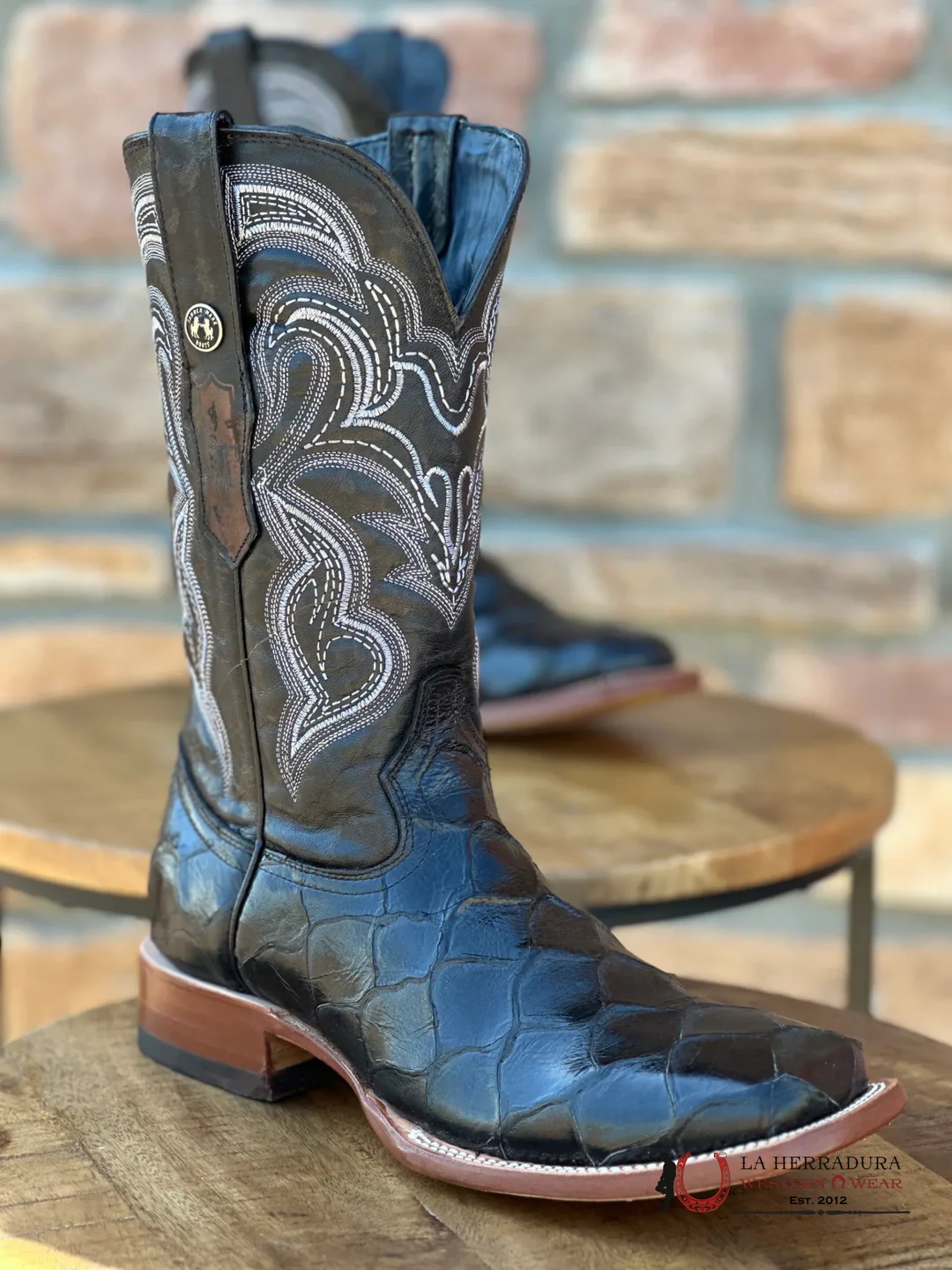 Men’s Tanner Mark Black Fish Print Boots- TM201717 BOTAS HOMBRES