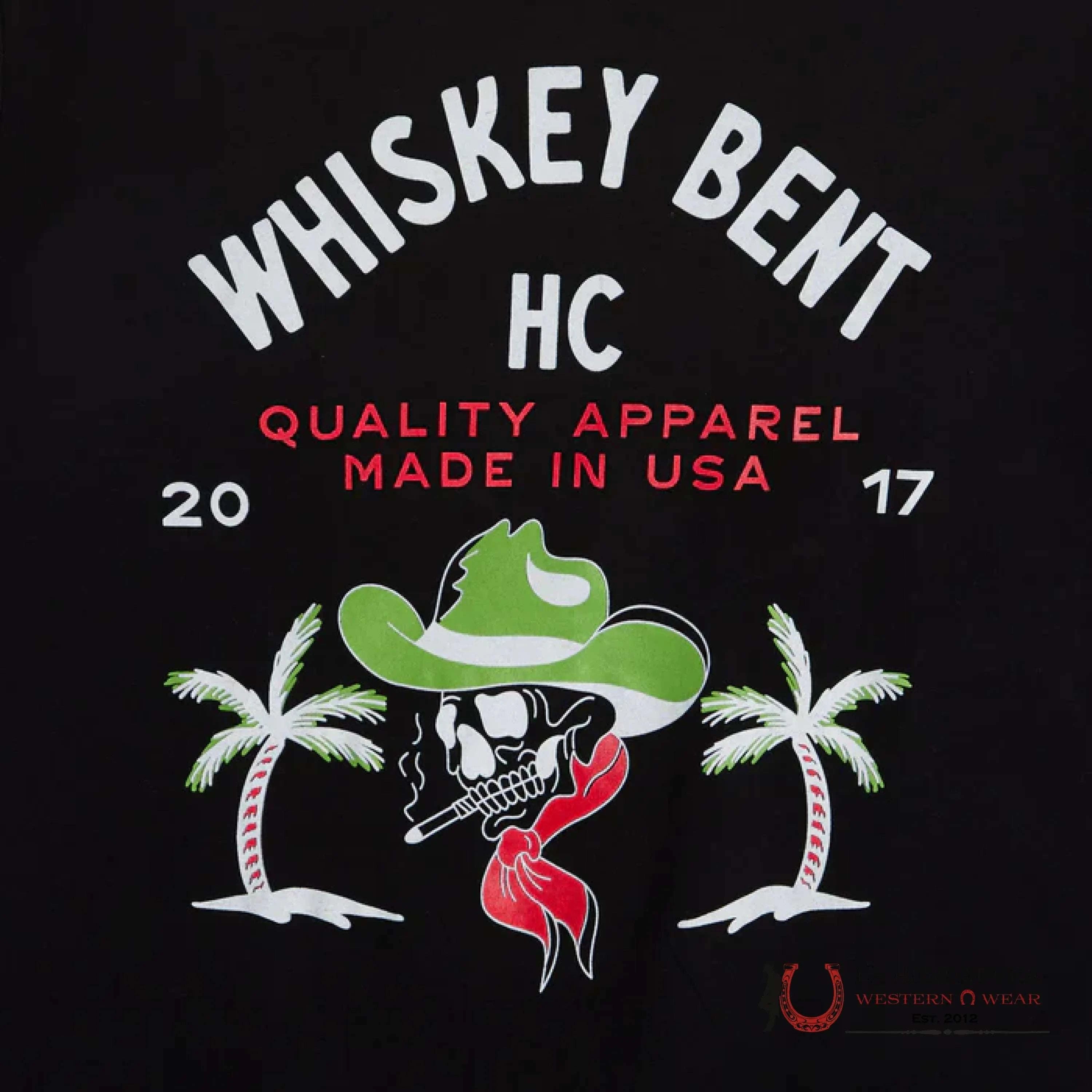 MENS WHISKEY BENT - RANCHER SKULL BLACK TSHIRT ROPA HOMBRES
