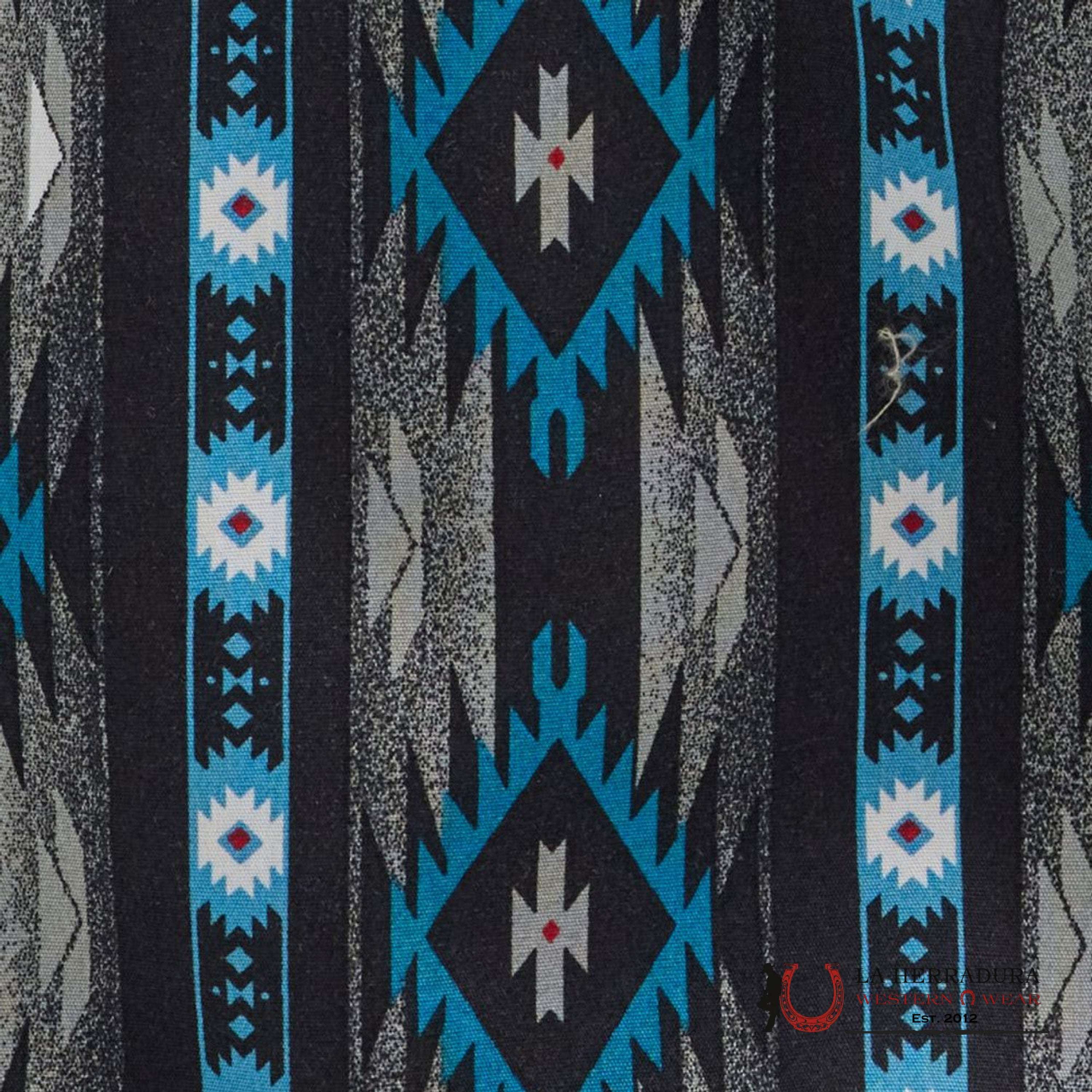 MEN’S WRANGLER AZTEC PRINT LONG SLEEVE SHIRT BLACK/BLUE 5377 ROPA HOMBRES