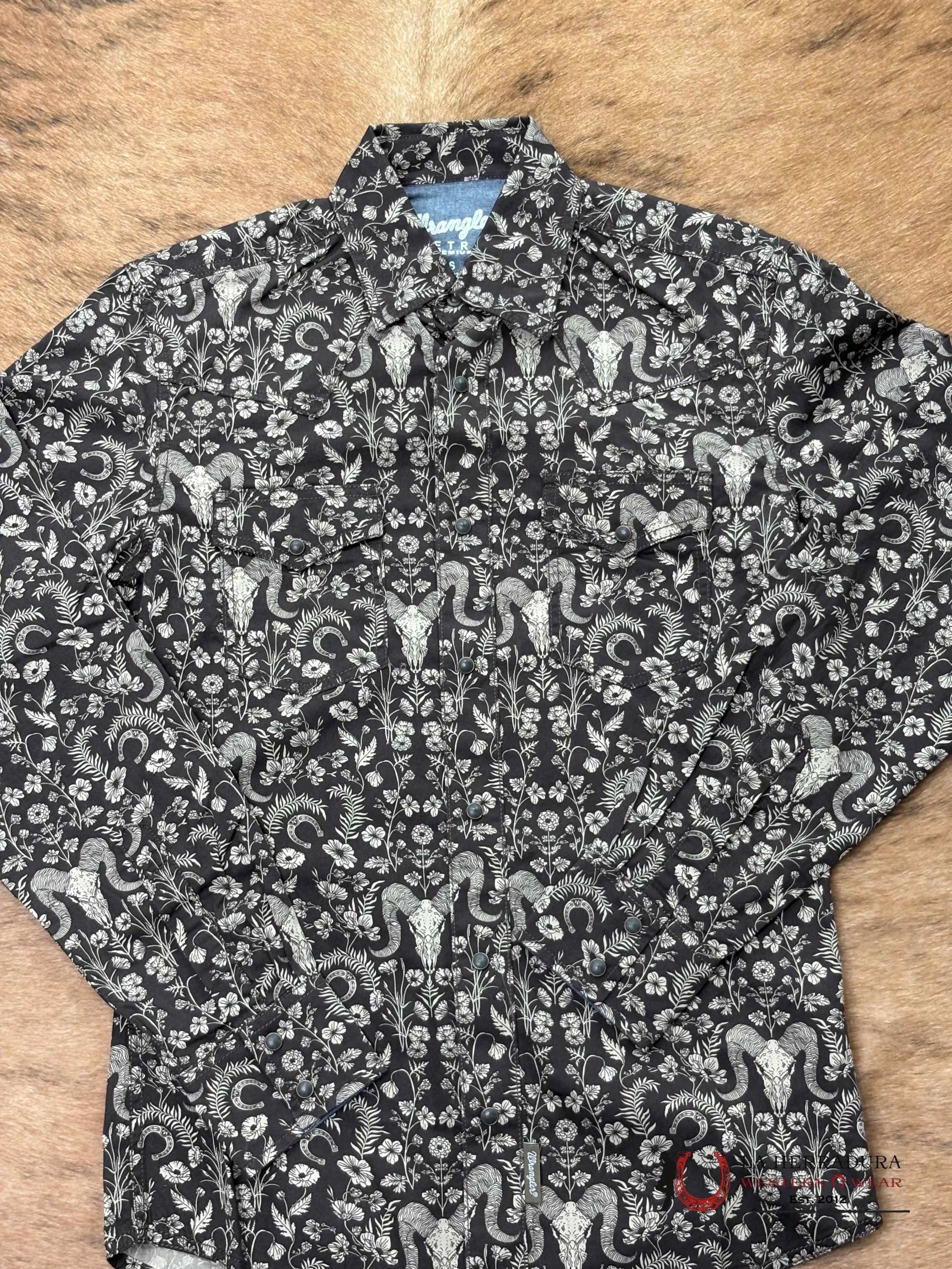 MEN’S WRANGLER BROWN LONG HORN LONG SLEEVE SHIRT - 112368220 ROPA HOMBRES