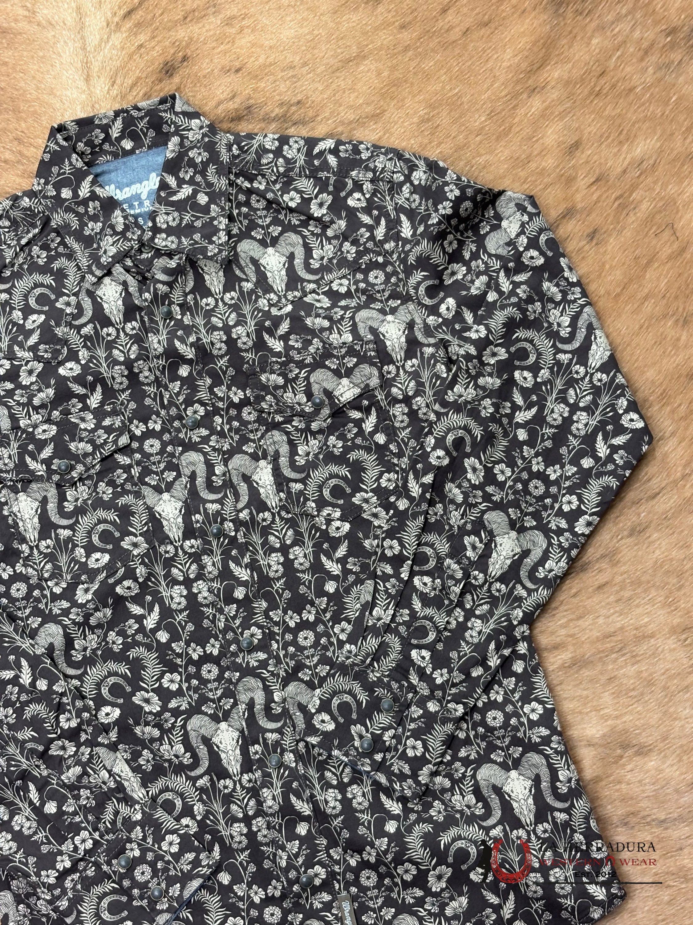 MEN’S WRANGLER BROWN LONG HORN LONG SLEEVE SHIRT - 112368220 ROPA HOMBRES