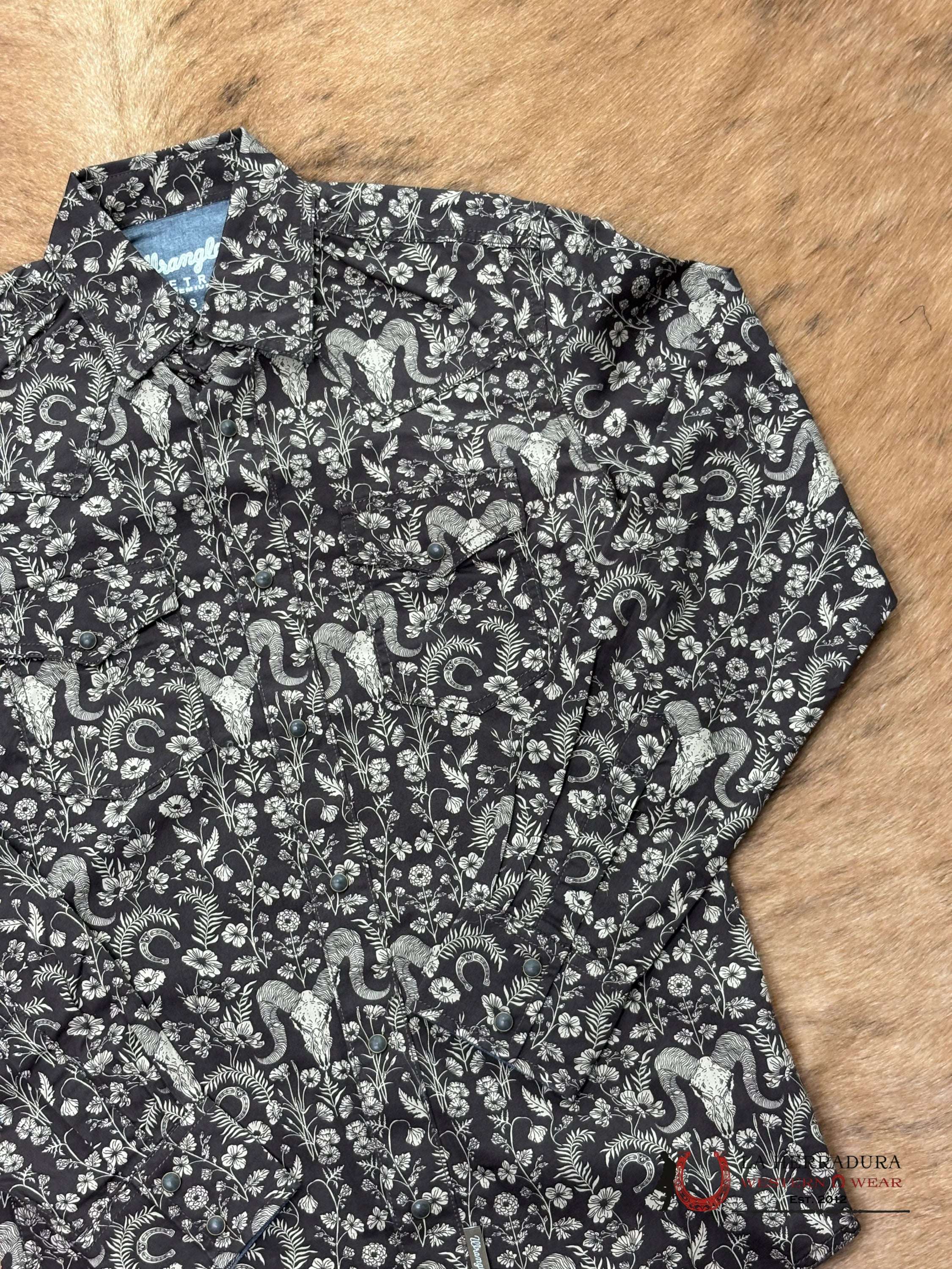 MEN’S WRANGLER BROWN LONG HORN LONG SLEEVE SHIRT - 112368220 ROPA HOMBRES