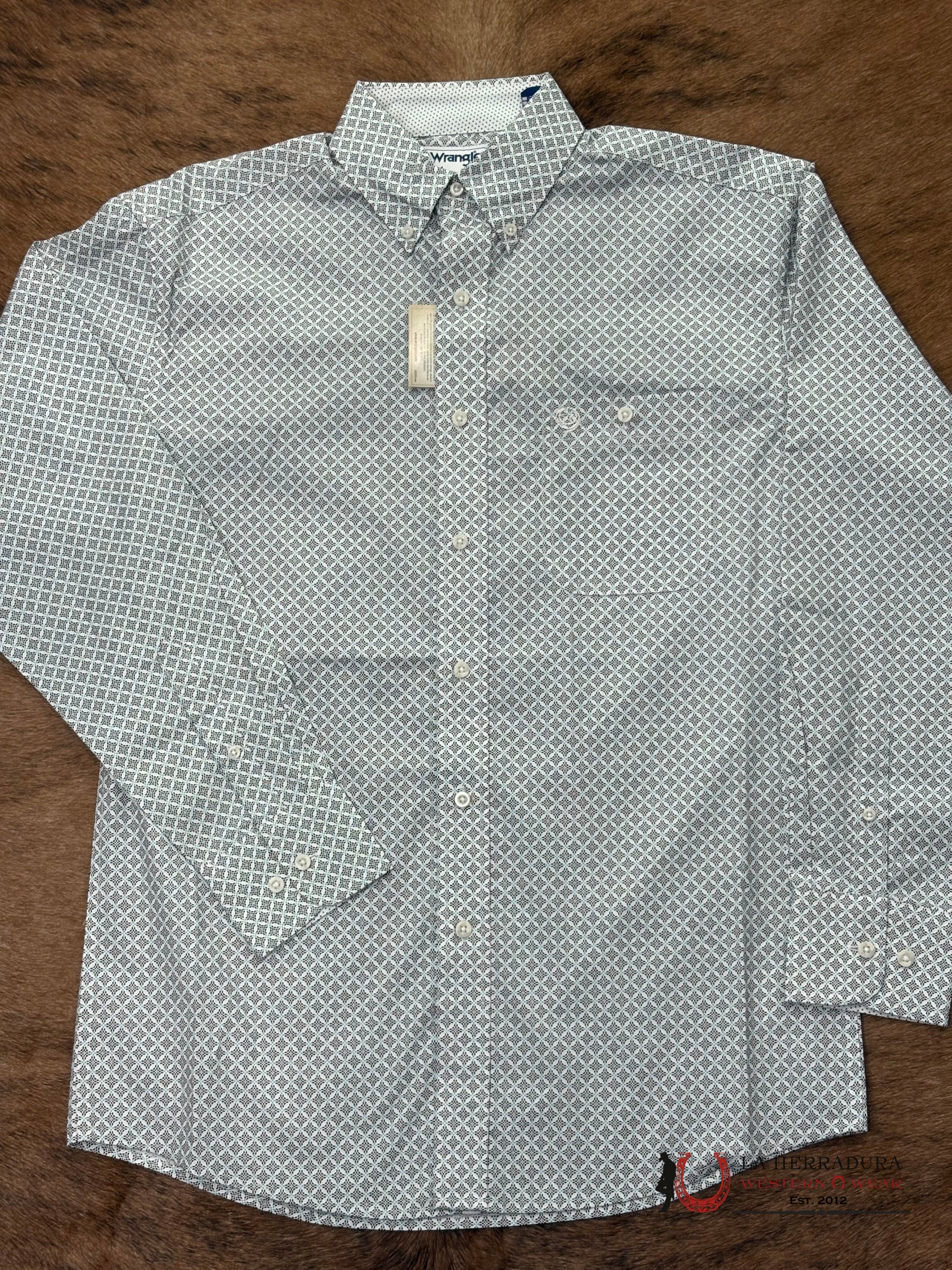 MEN’S WRANGLER GEORGE STRAIT WHITE/BABY BLUE RELAXED/STRETCH FIT- 112368201 ROPA HOMBRES