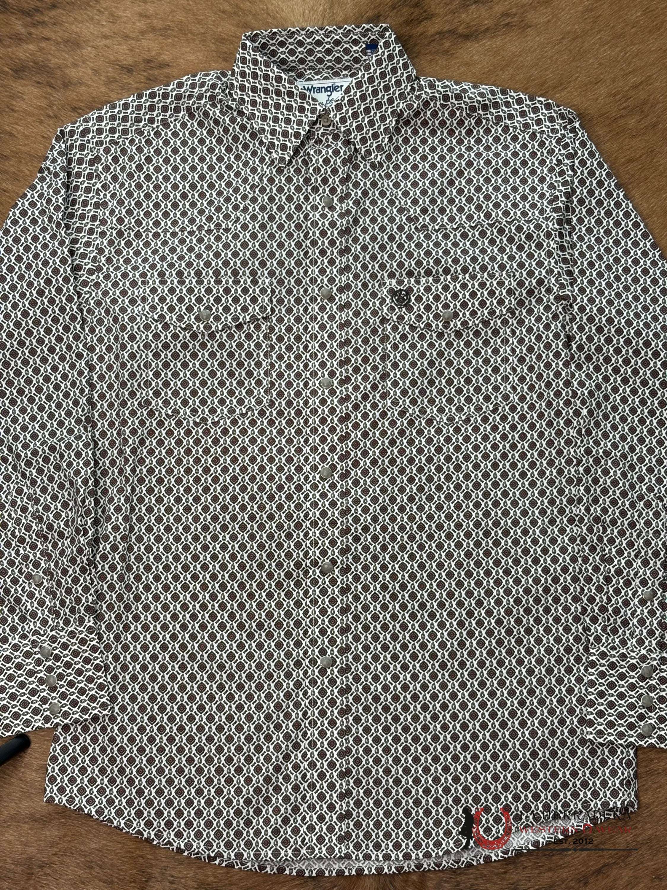 MEN’S WRANGLER GEORGE STRAIT WHITE/BROWN RELAX/STRETCH FIT- 112368211 ROPA HOMBRES