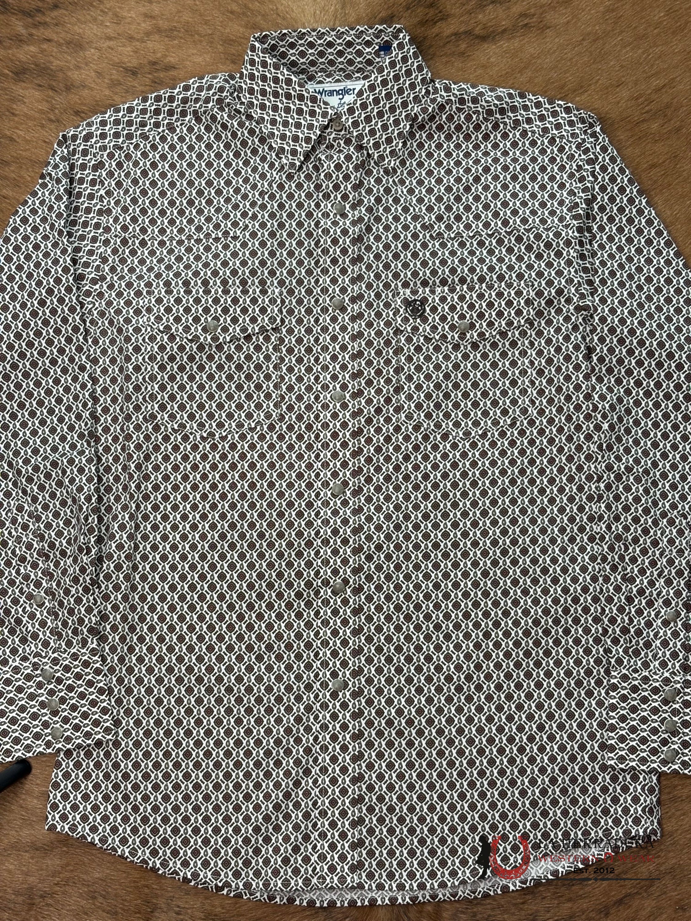 MEN’S WRANGLER GEORGE STRAIT WHITE/BROWN RELAX/STRETCH FIT- 112368211 ROPA HOMBRES