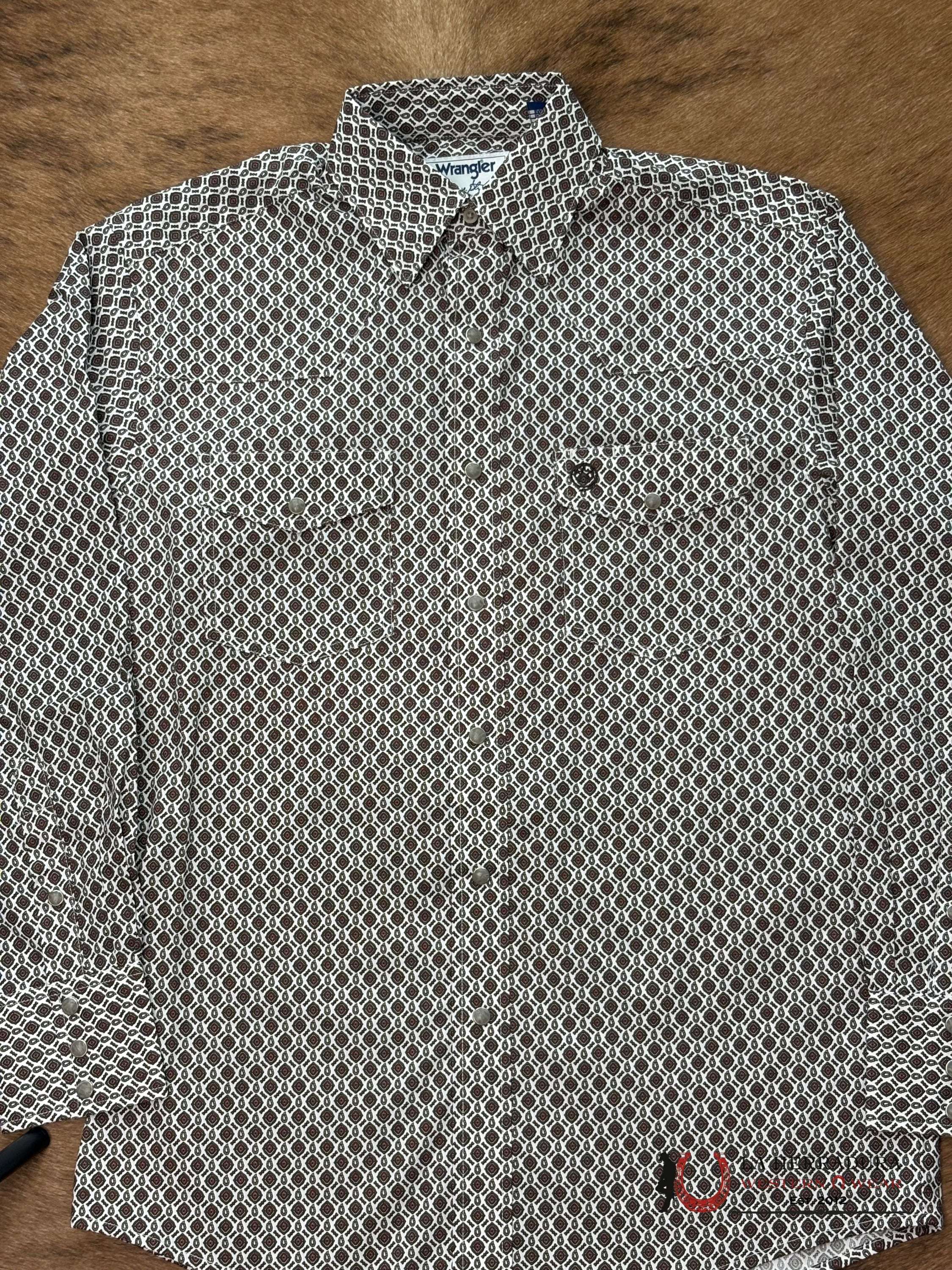MEN’S WRANGLER GEORGE STRAIT WHITE/BROWN RELAX/STRETCH FIT- 112368211 ROPA HOMBRES