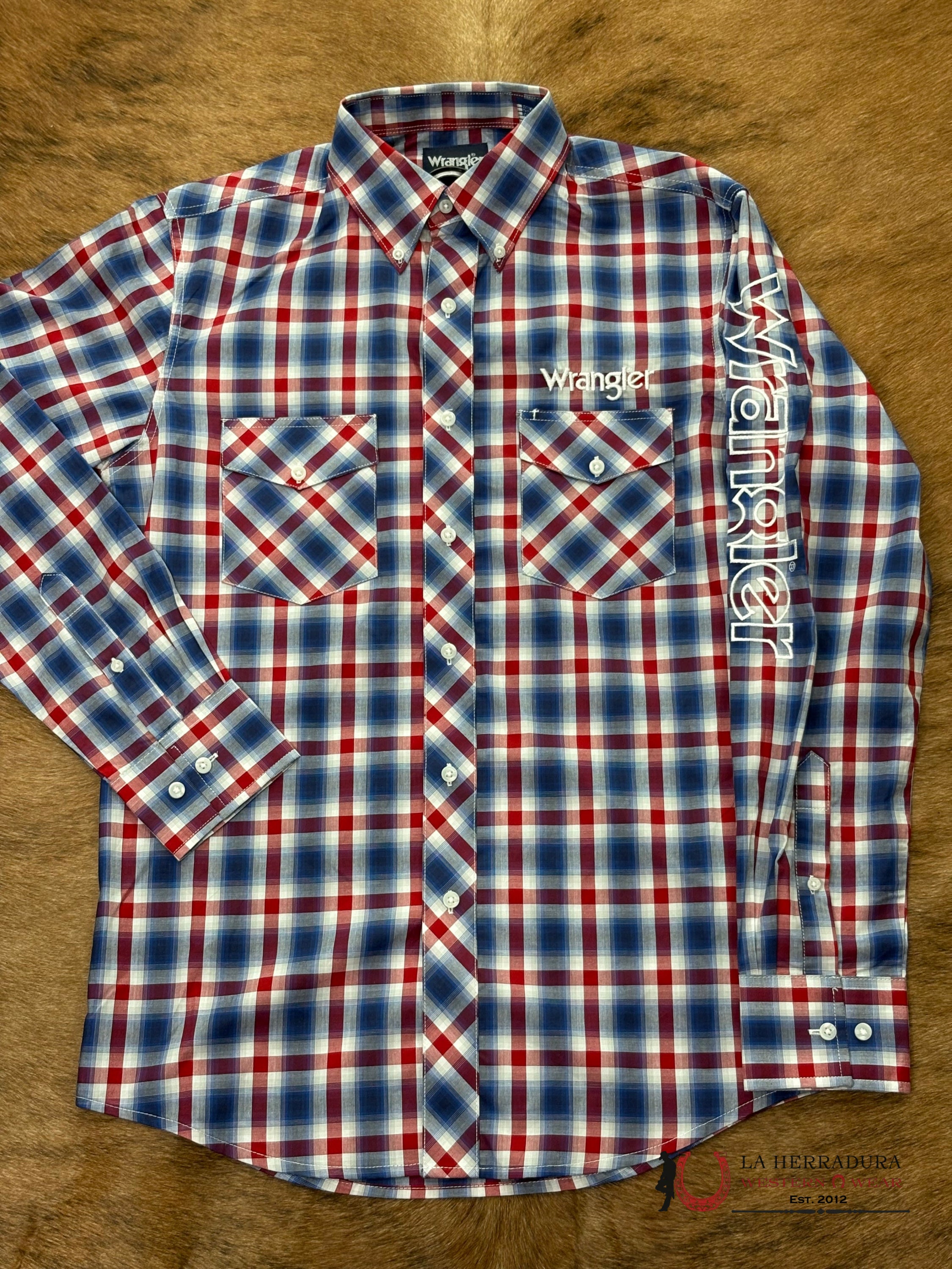 MEN’S WRANGLER PLAID BLUE/RED CLASSIC FIT- 112367731 ROPA HOMBRES
