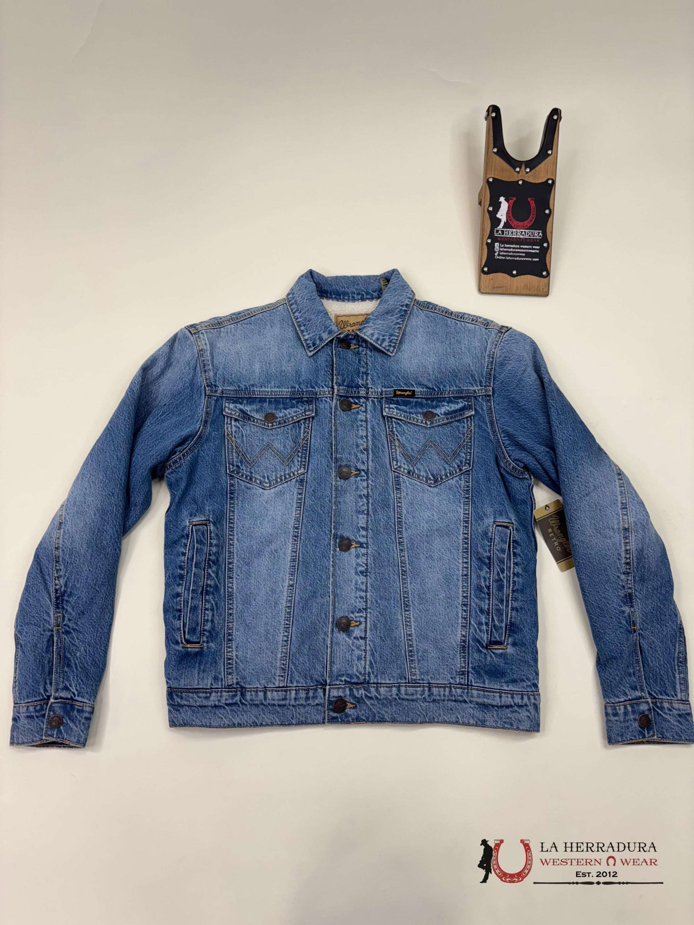 Men’s Wrangler Retro Sherpa Lined Western Denim Jacket In Rodeo Night Ropa Hombres
