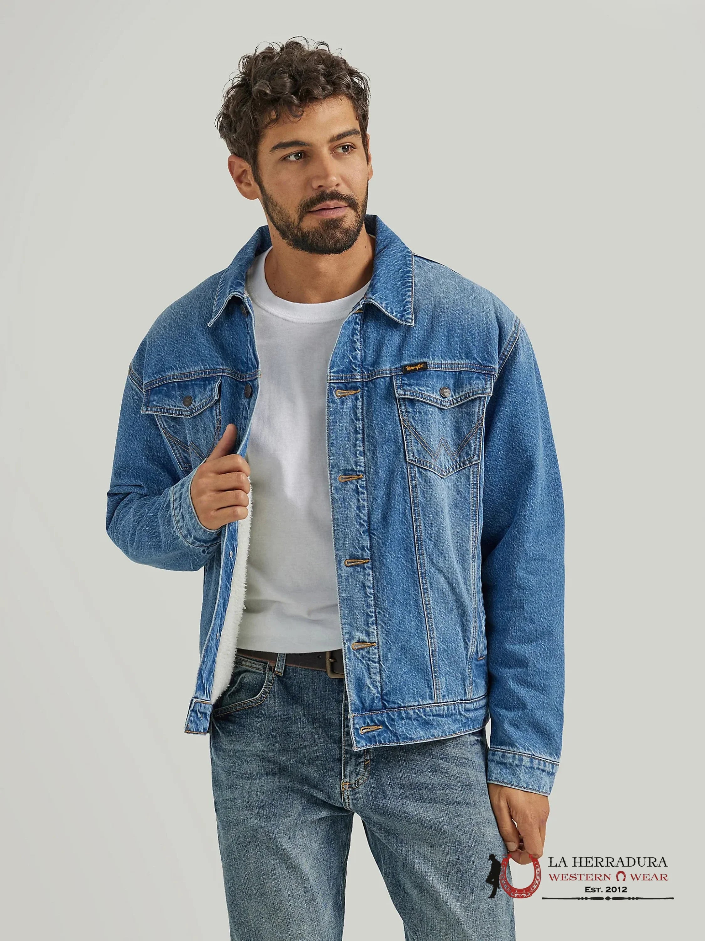 Men’s Wrangler Retro Sherpa Lined Western Denim Jacket In Rodeo Night Ropa Hombres