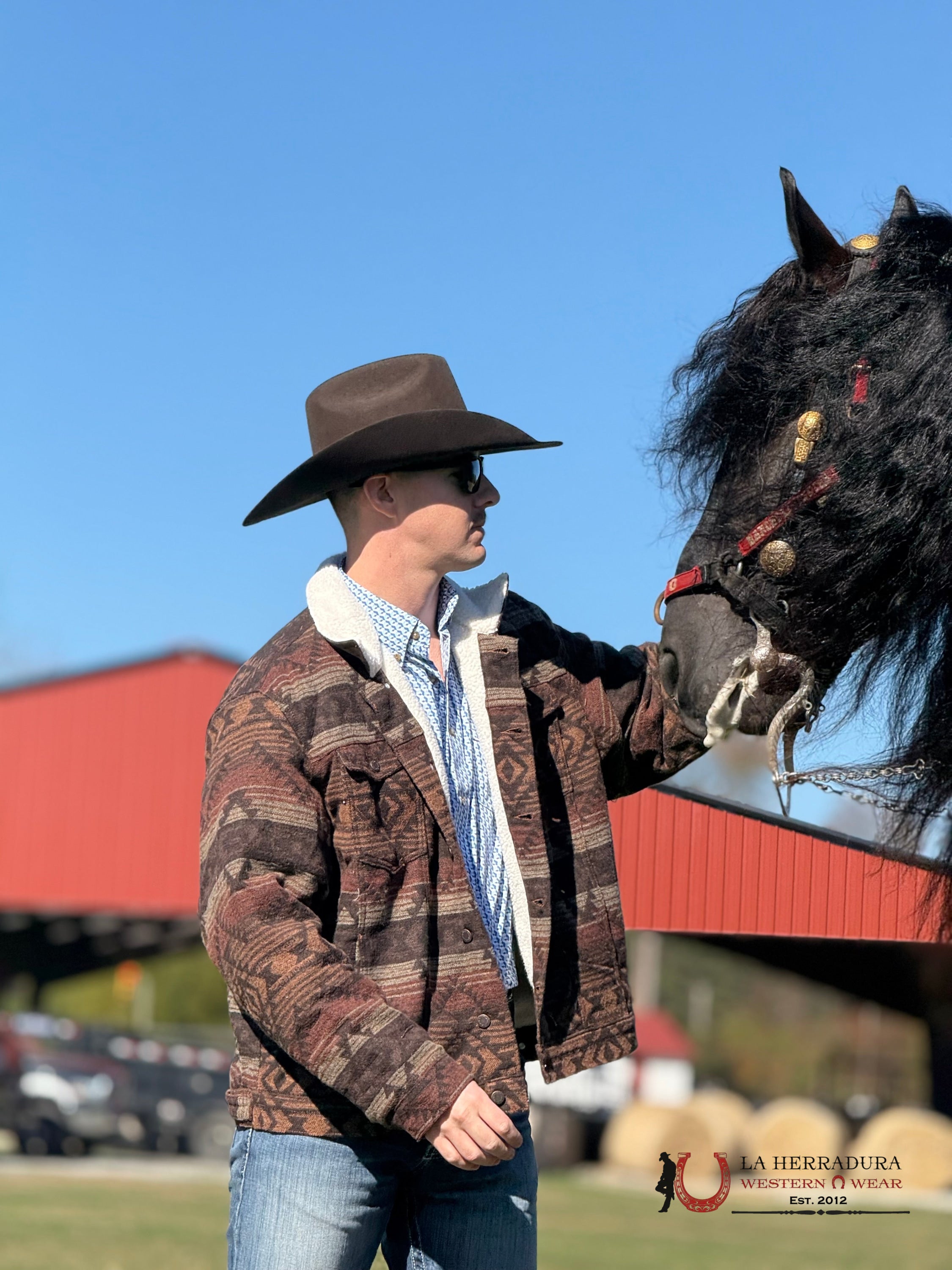 Men’s Wrangler Sherpa Lined Jacquard Print Jacket In Canyon Vibe Ropa Hombres