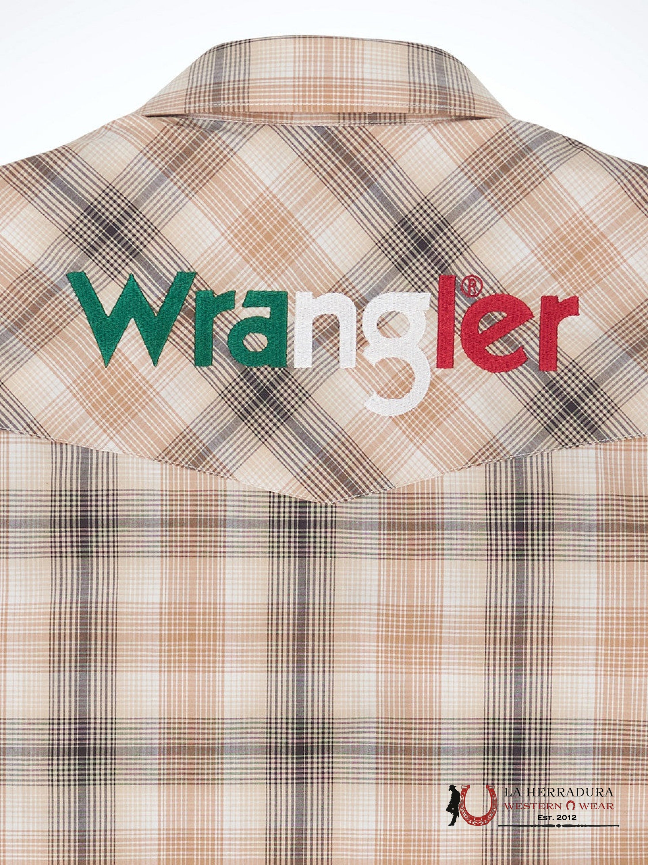 MENS WRANGLER SHIRT CLASSIC FIT BROWN MEXICO LOGO 2381 ROPA HOMBRES
