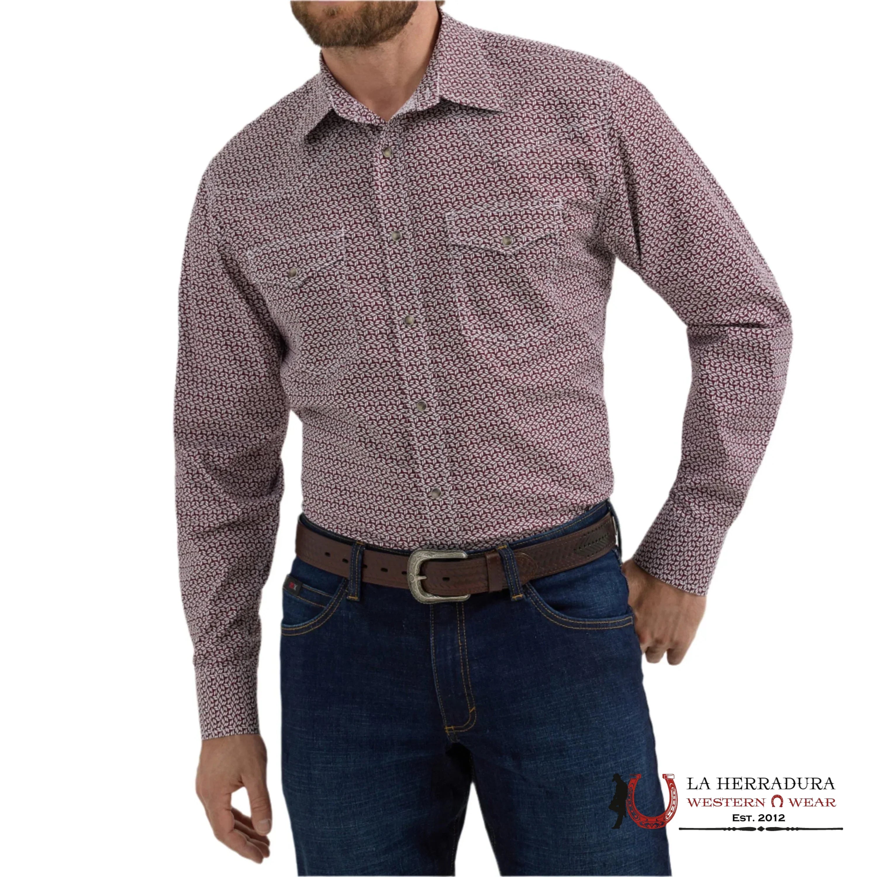 MENS WRANGLER SHIRT CLASSIC FIT BURGUNDY 6522 ROPA HOMBRES