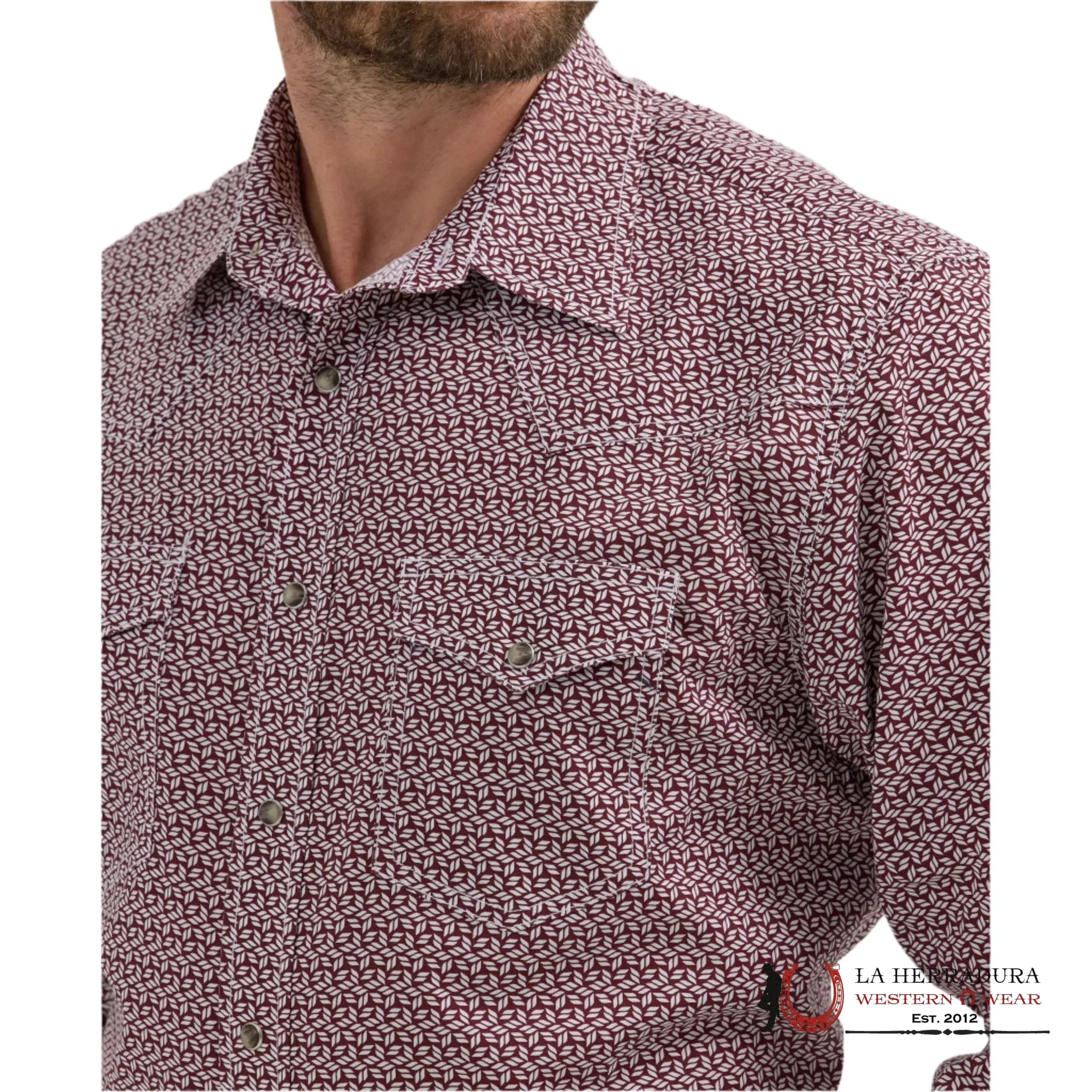 MENS WRANGLER SHIRT CLASSIC FIT BURGUNDY 6522 ROPA HOMBRES