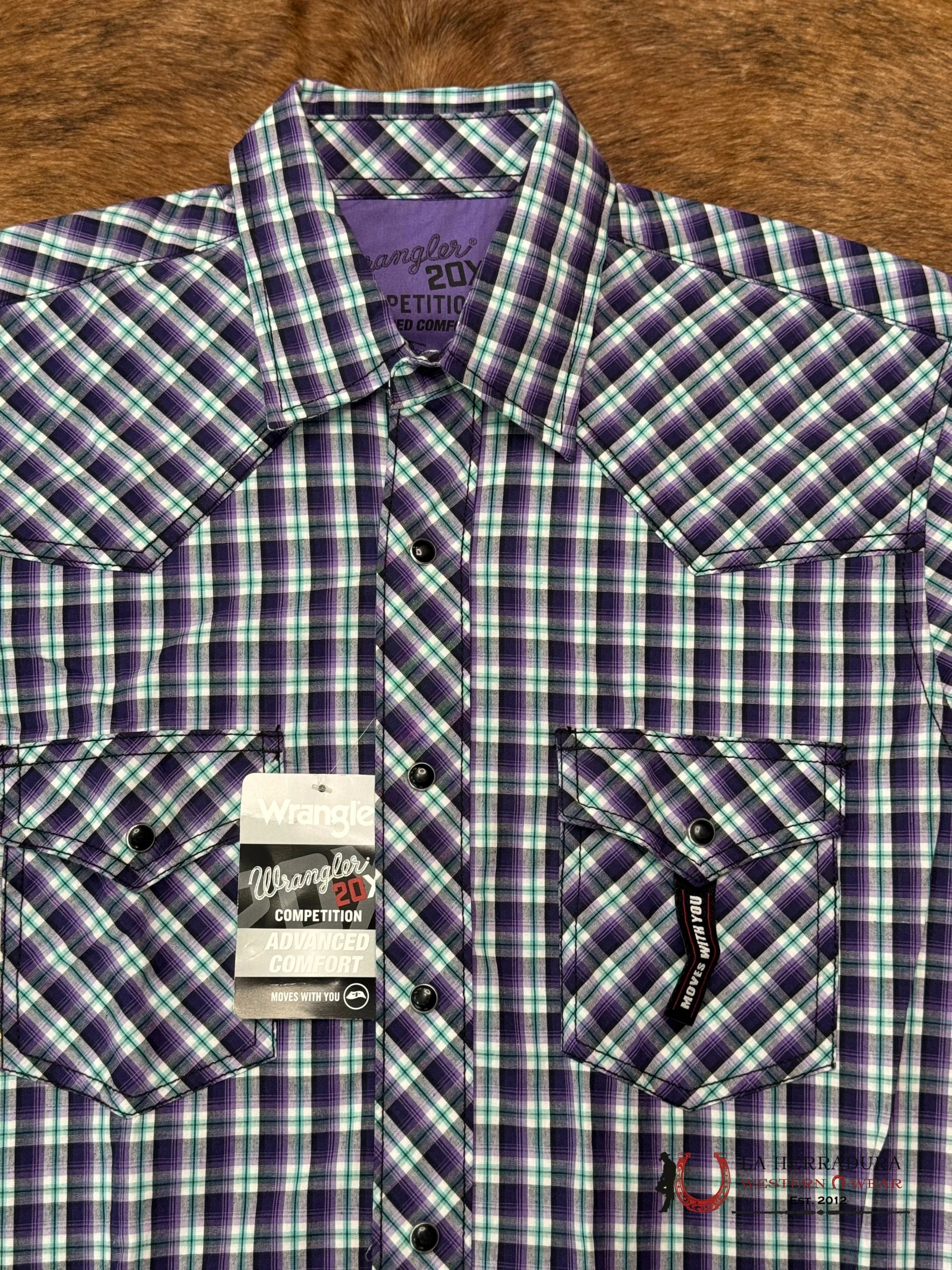 MENS WRANGLER SHIRT CUADROS PURPLE MJC342P ROPA HOMBRES