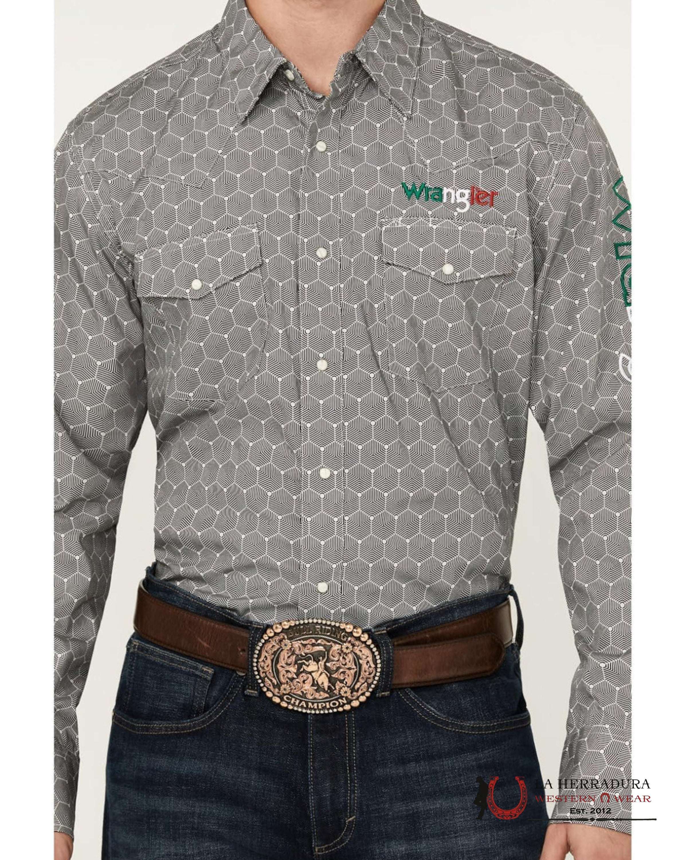 MENS WRANGLER SHIRT GREY MEXICO LONG SLEEVE 112344430 ROPA HOMBRES