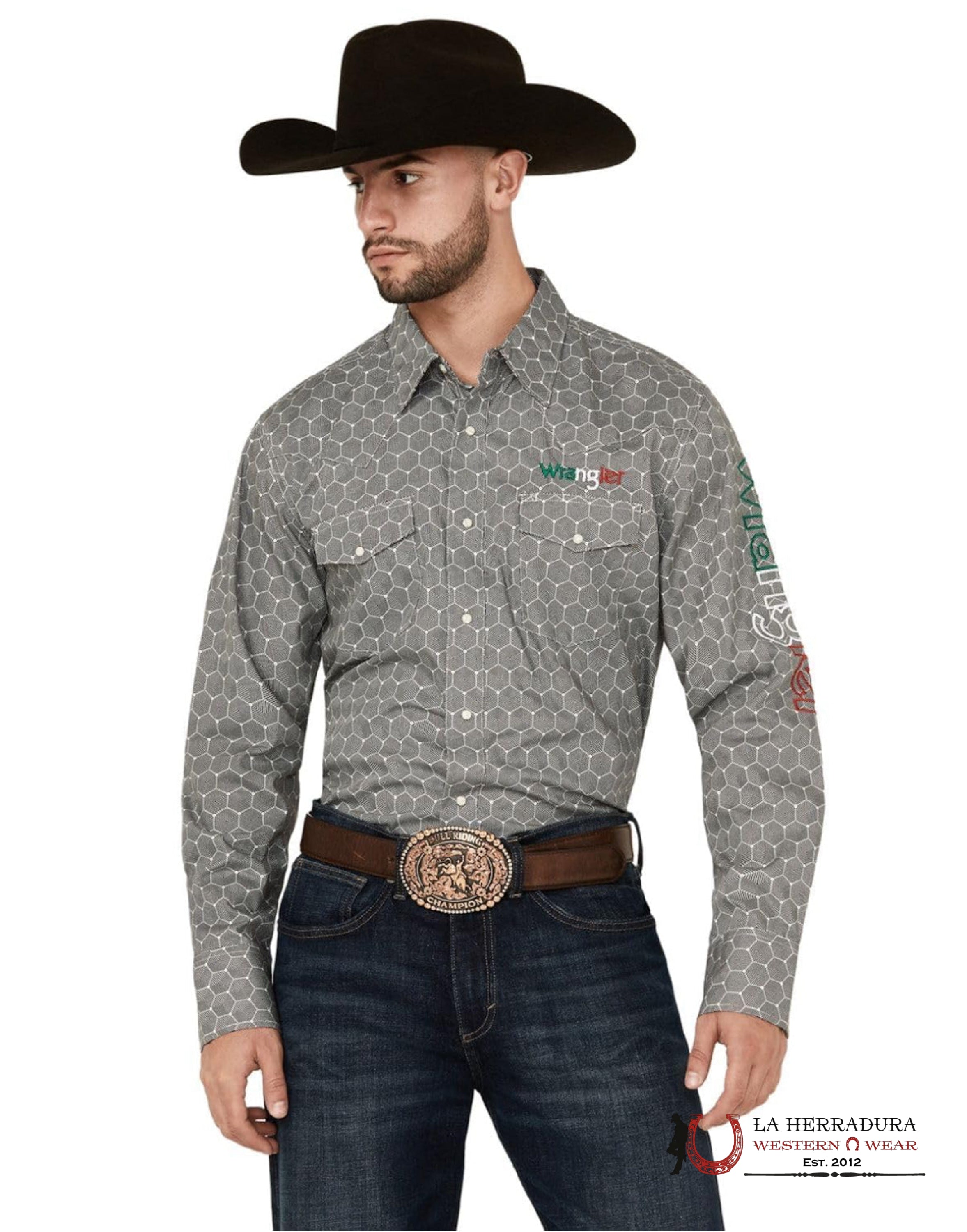 MENS WRANGLER SHIRT GREY MEXICO LONG SLEEVE 112344430 ROPA HOMBRES