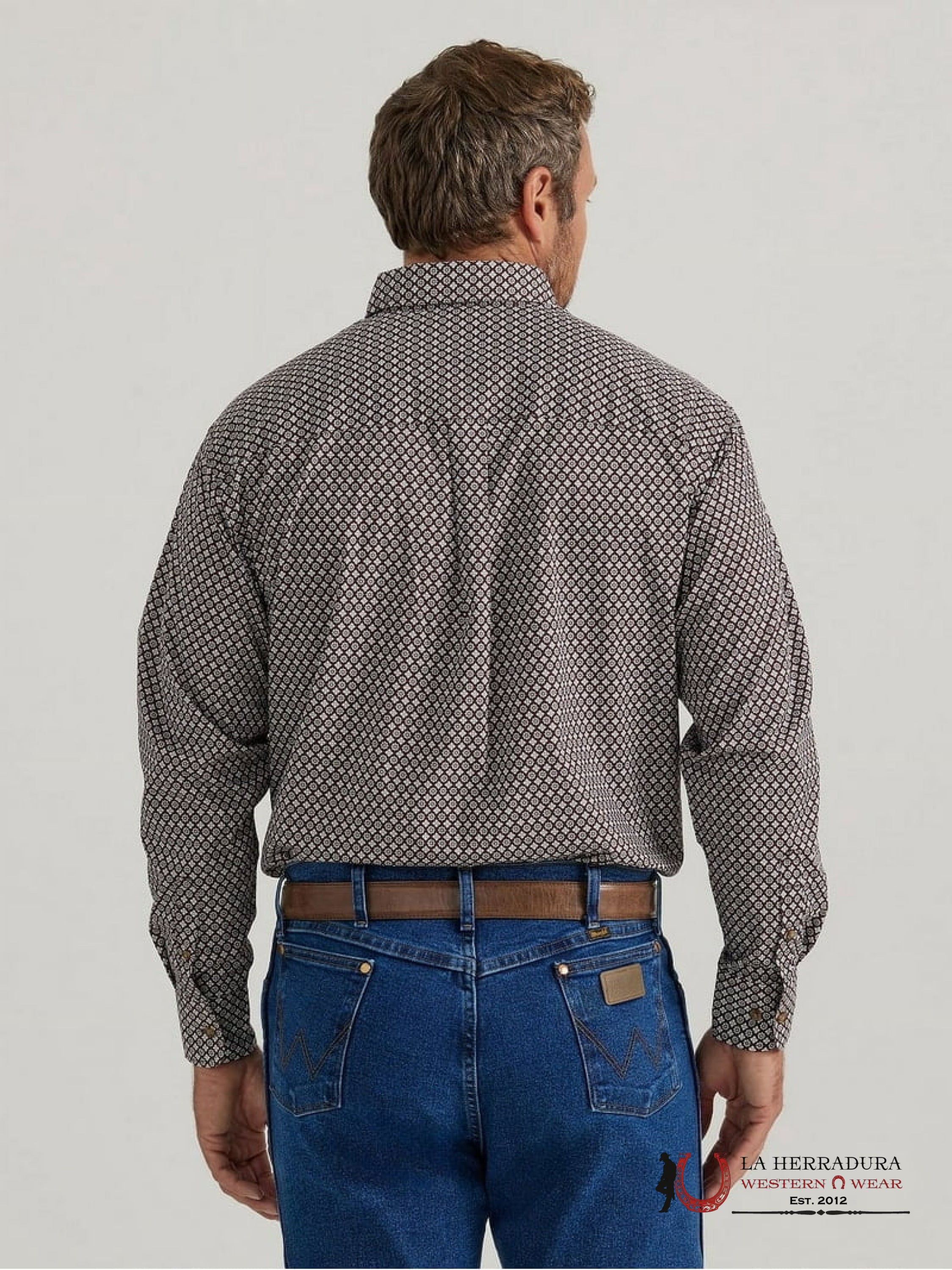 MENS WRANGLER SHIRT RELAXED FIT FLORAL BURGANDY 7434 ROPA HOMBRES