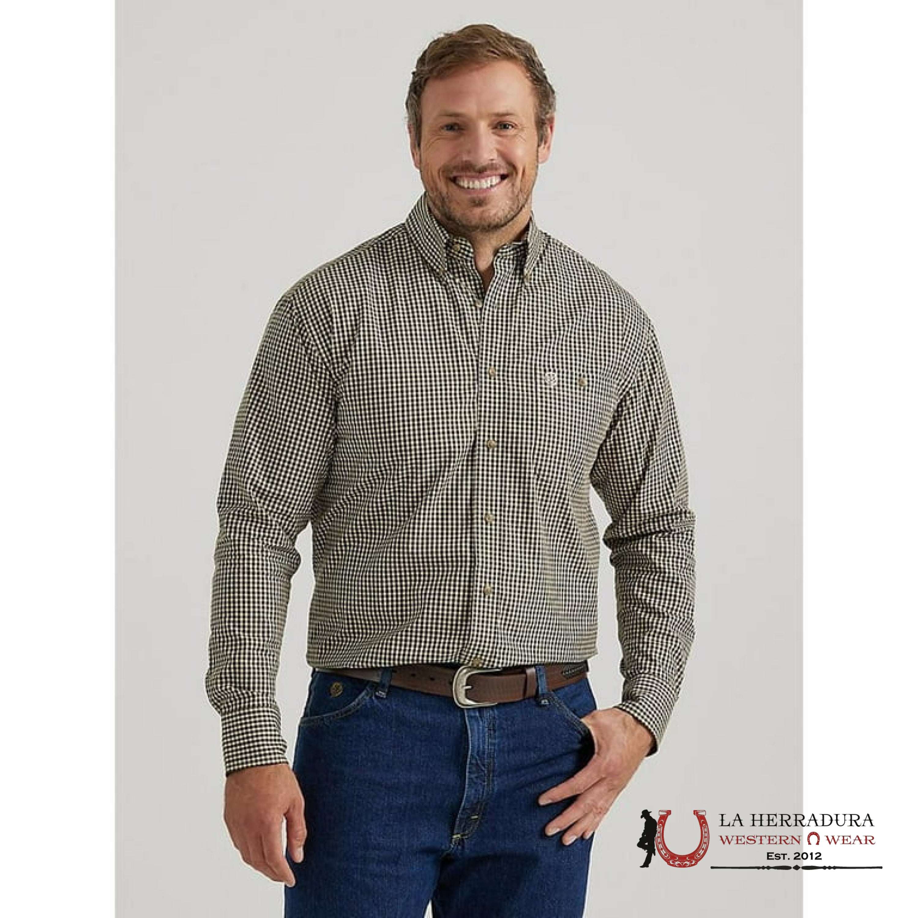 MENS WRANGLER SHIRT RELAXED FIT GREEN 8095 ROPA HOMBRES