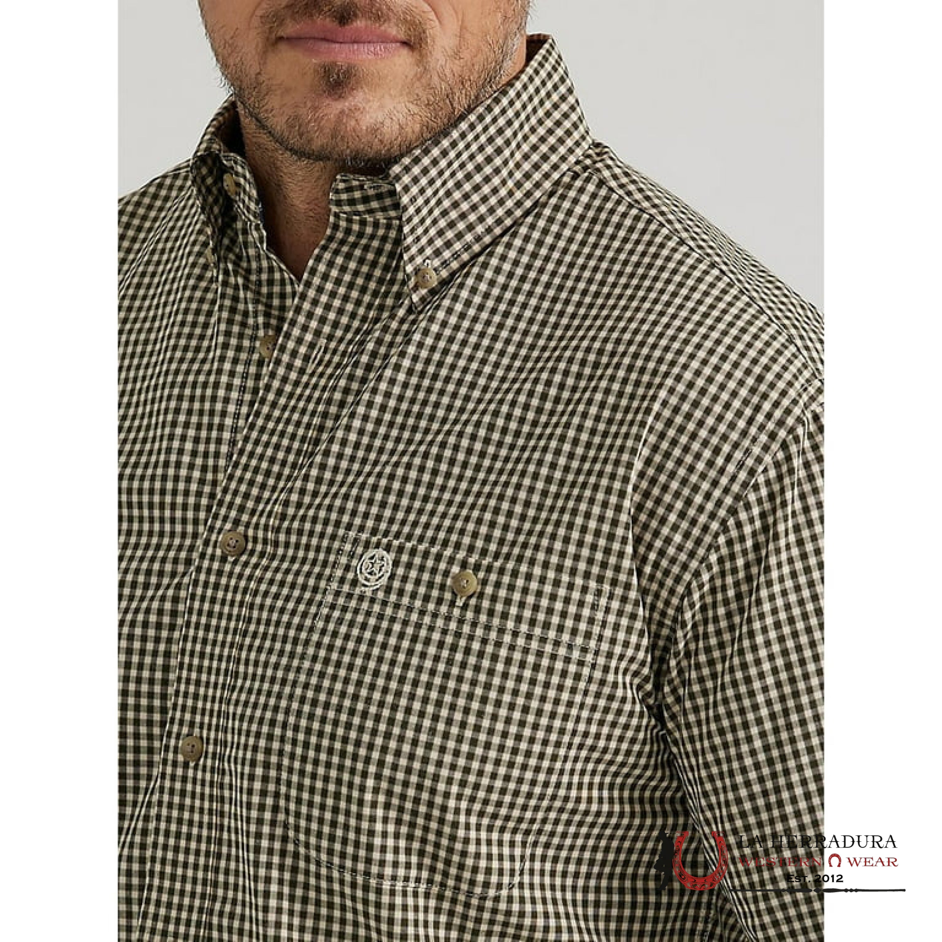 MENS WRANGLER SHIRT RELAXED FIT GREEN 8095 ROPA HOMBRES