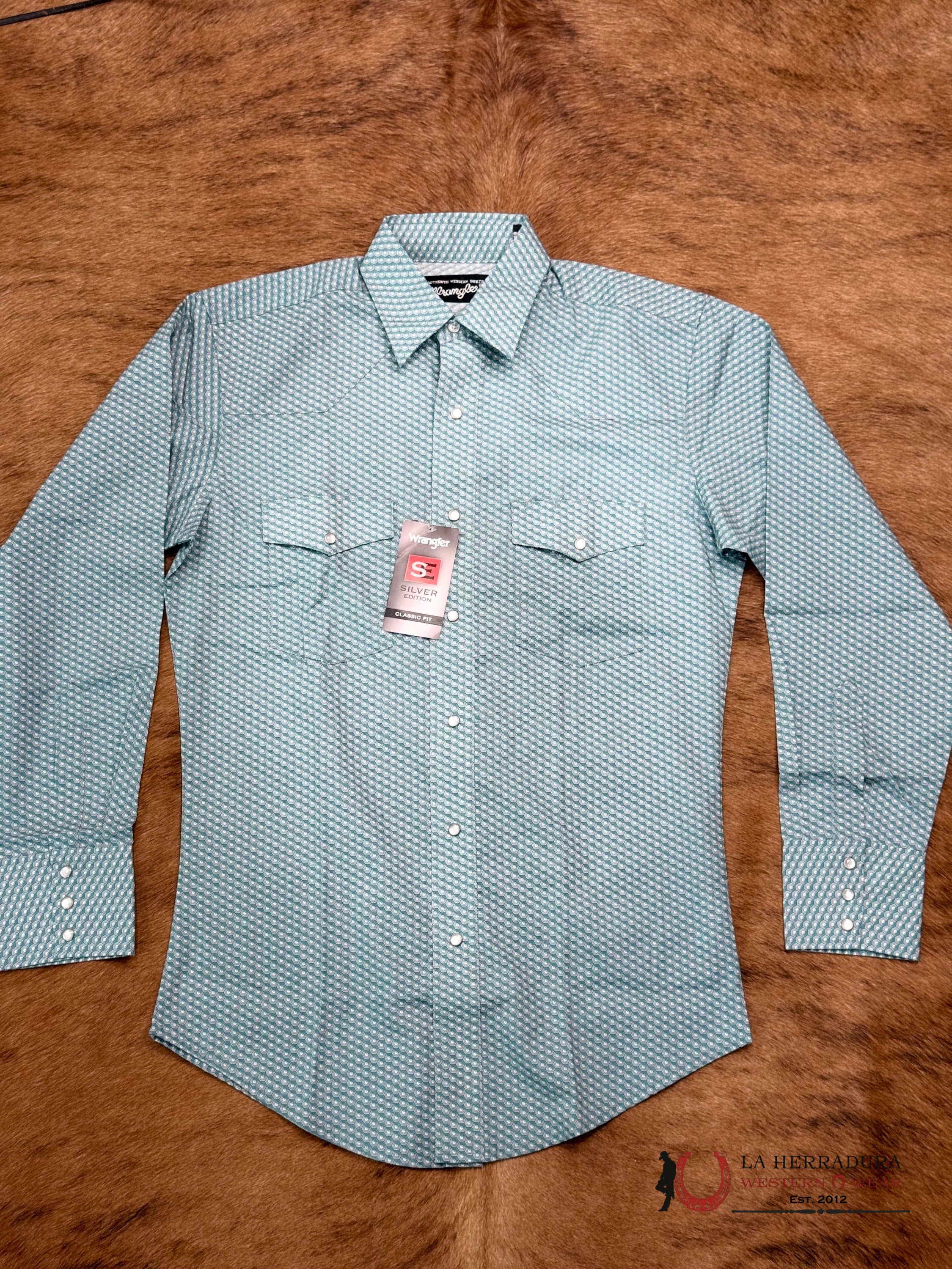MENS WRANGLER SHIRT ROMBOS TEAL LONG SLEEVE 112314636 ROPA HOMBRES