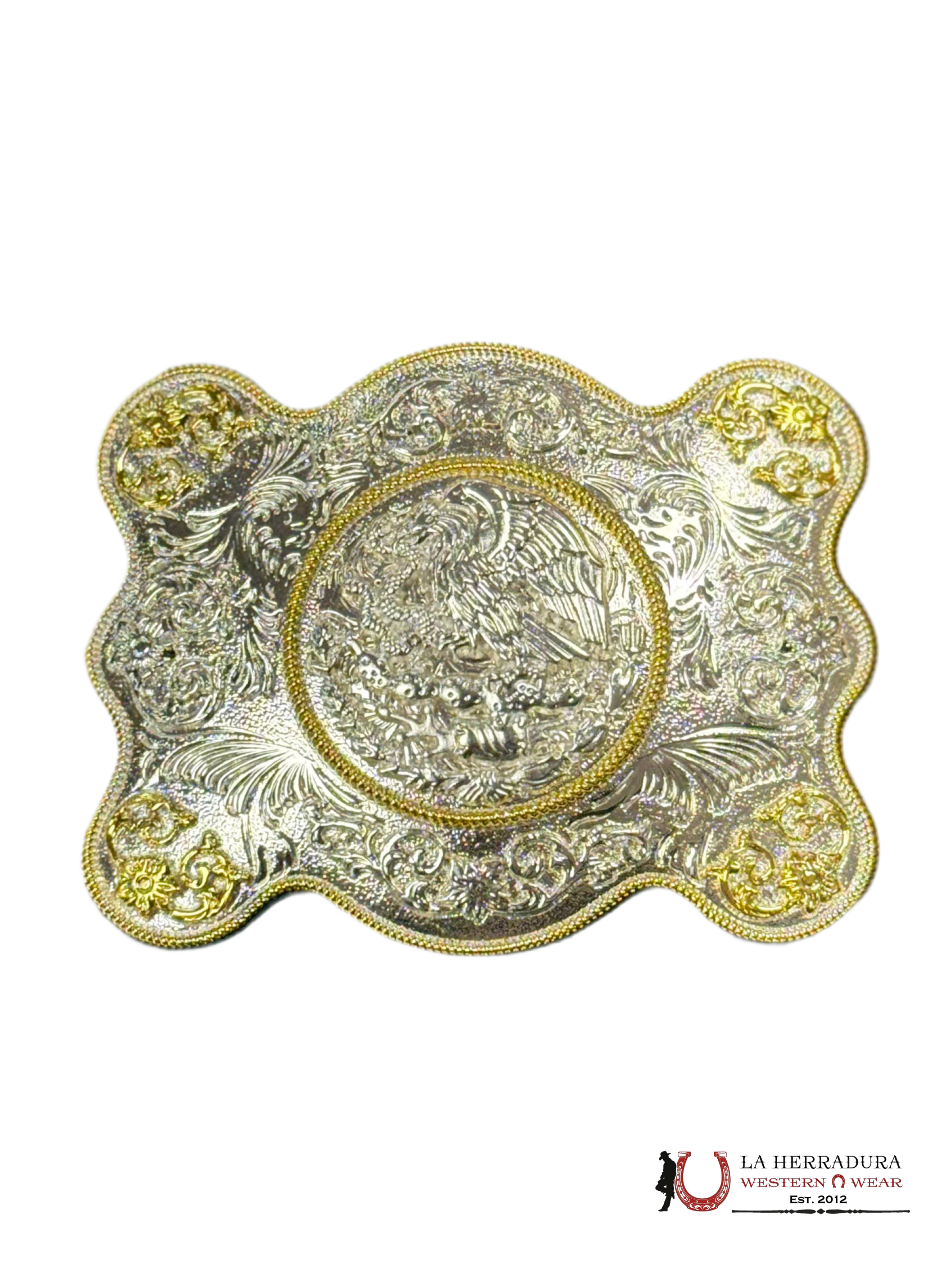 MEXICO SILVER AND GOLD SQUARE BUCKLE ACCESORIOS