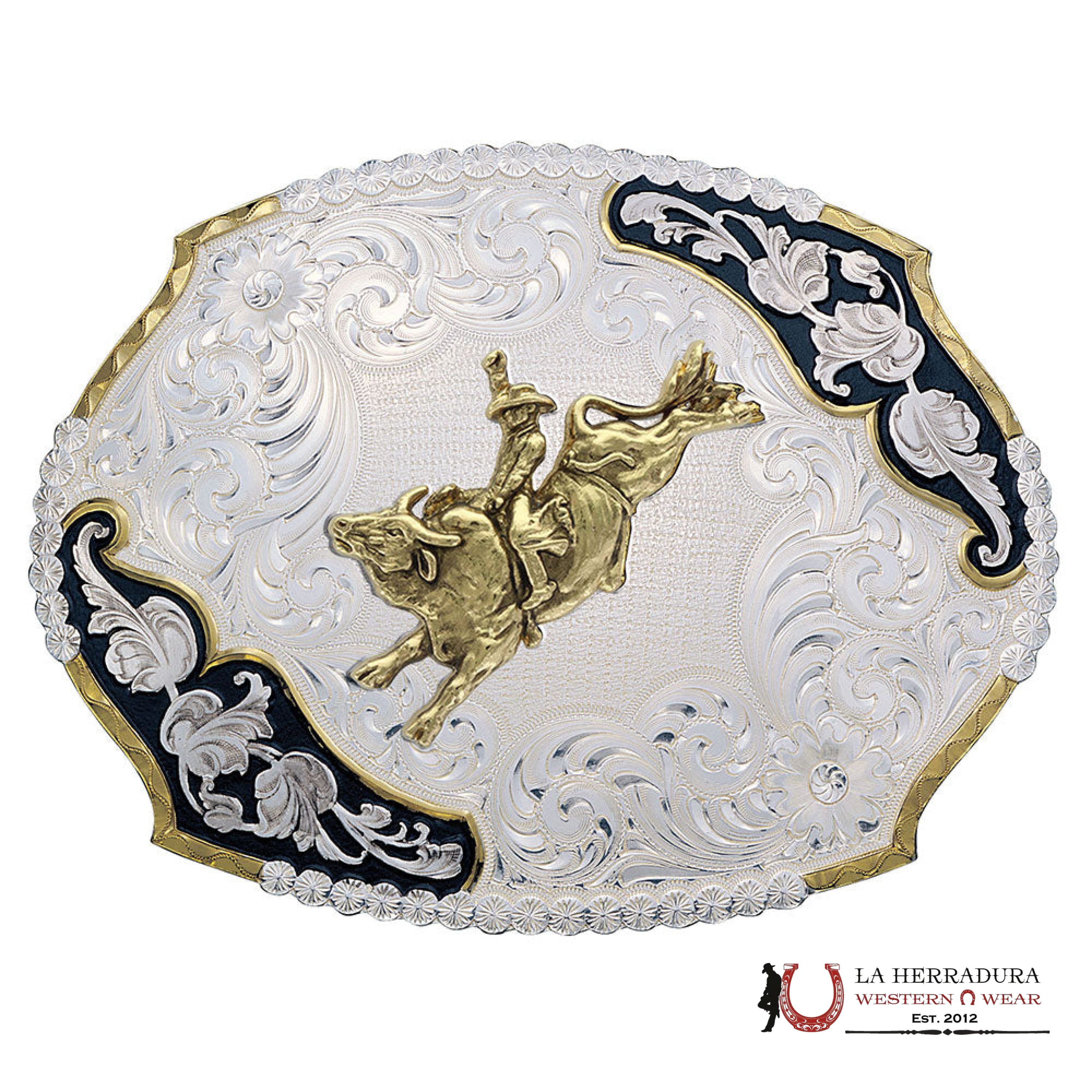 MONTANA SILVERSMITH ANTIQUE LEAVES WESTERN BELT BUCKLE WITH BULL RIDER ACCESORIOS