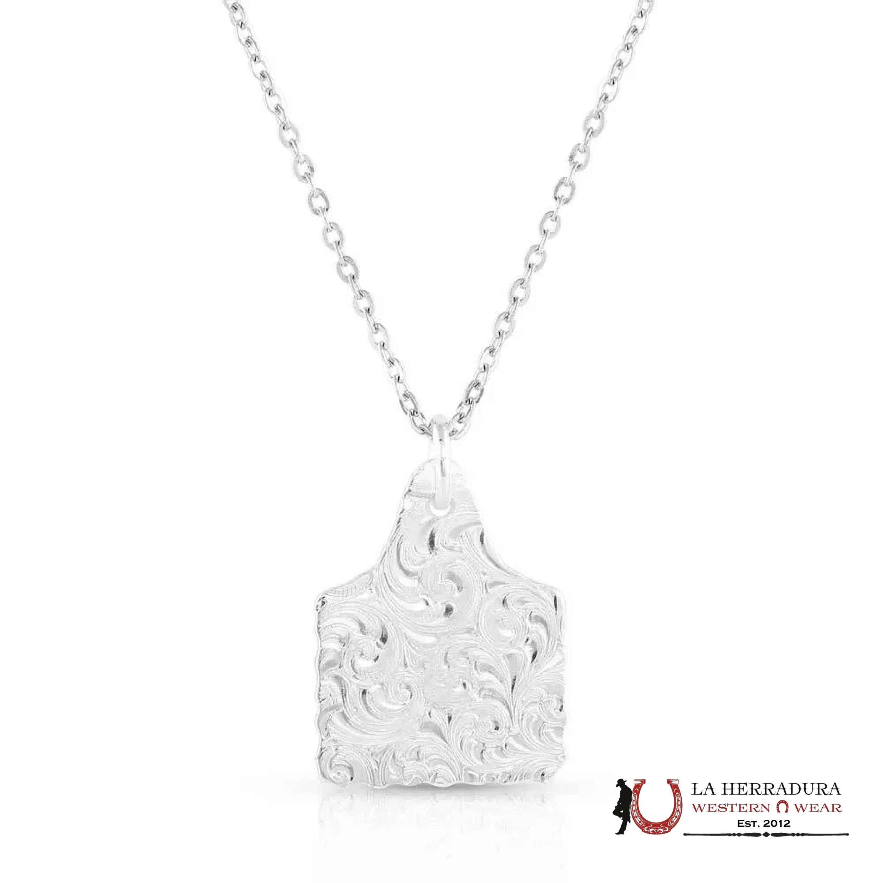 Montana Silversmith Chiseled Cow Tag Turquoise Necklace